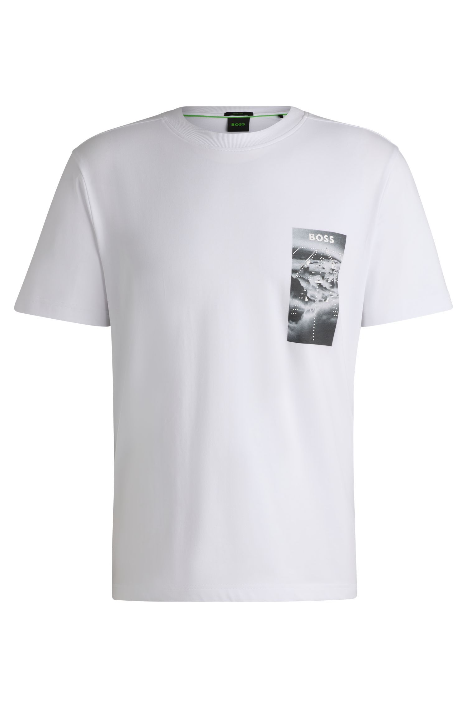 BOSS - Áo thun cotton in họa tiết