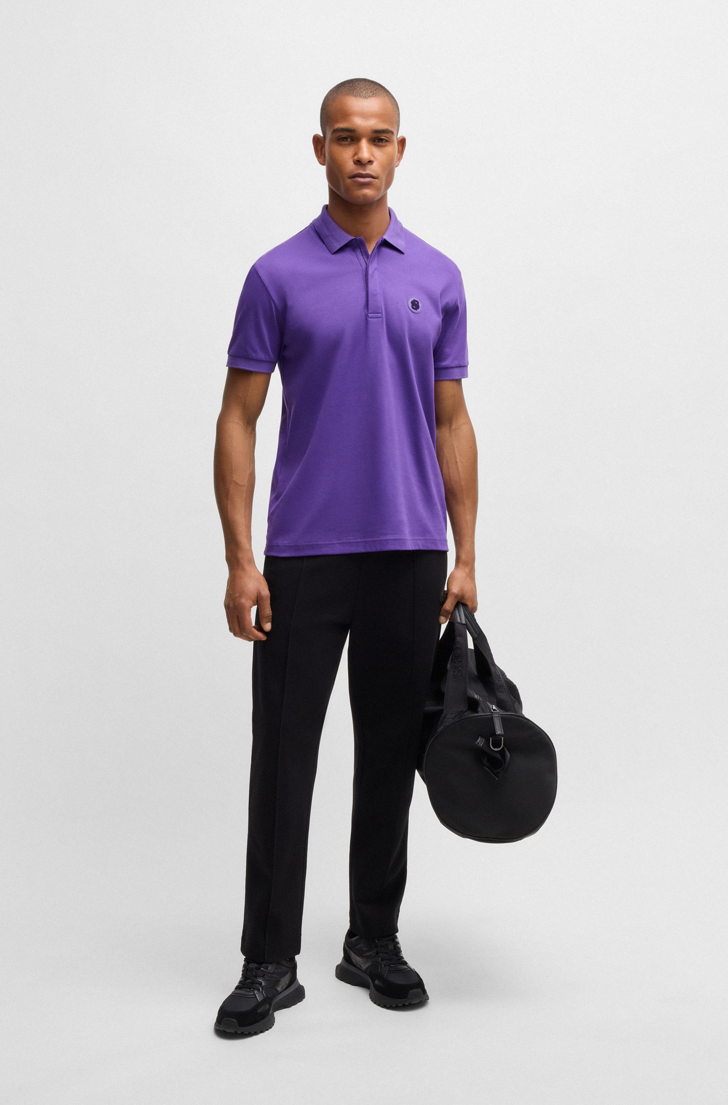 BOSS - Áo polo Paddy vải cotton làm mát