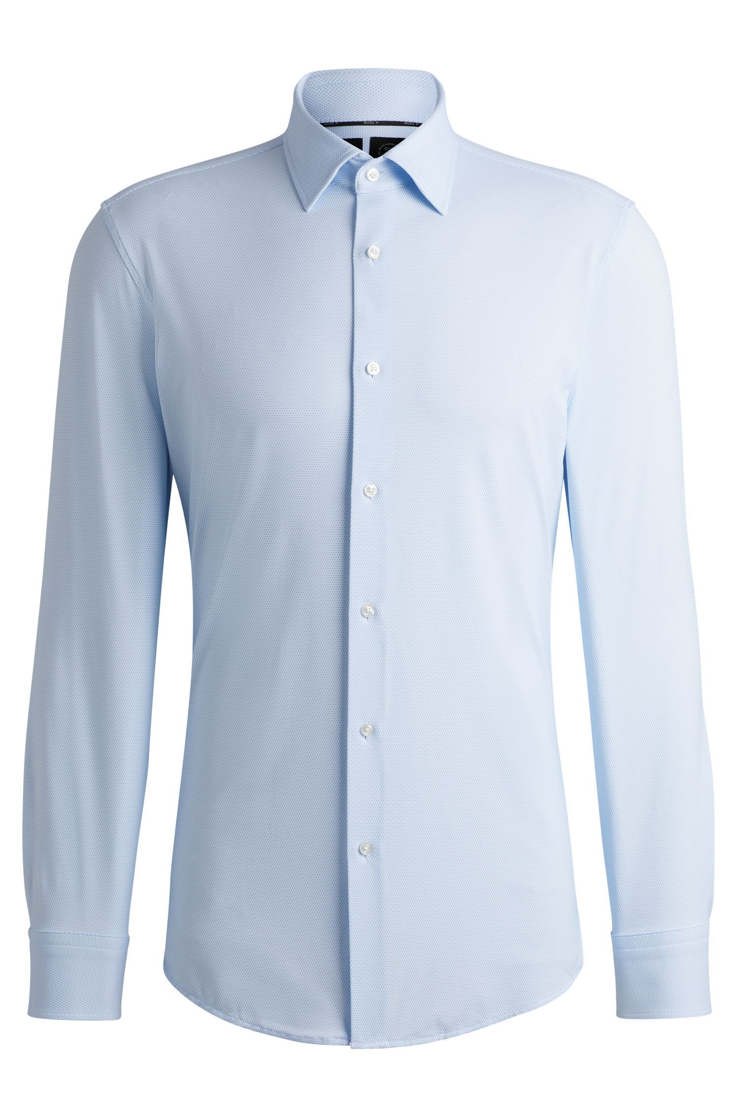 BOSS - Áo sơ mi dáng slim-fit vải jersey co giãn
