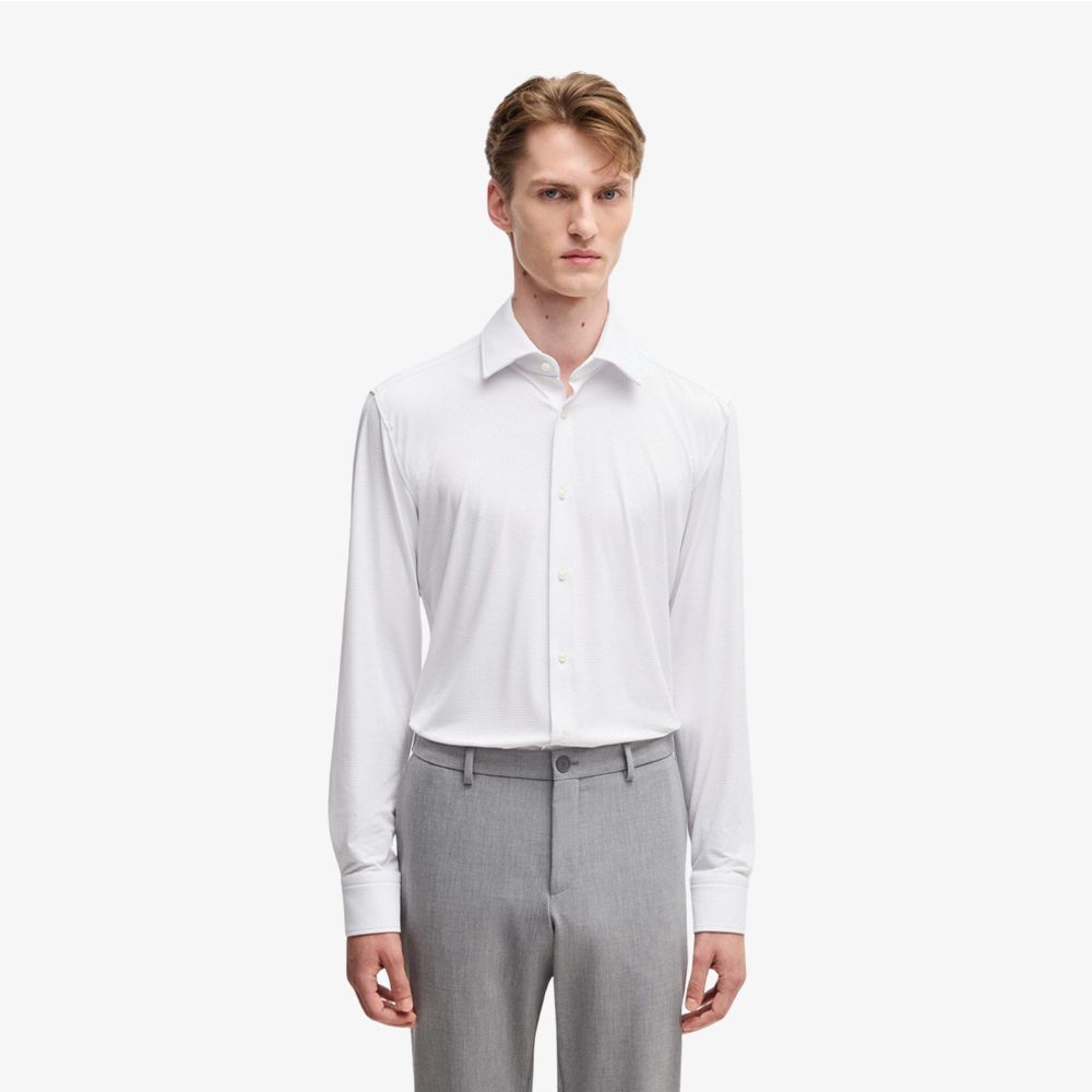 Áo sơ mi slim-fit vải jersey co giãn hiệu suất cao có họa tiết nổi