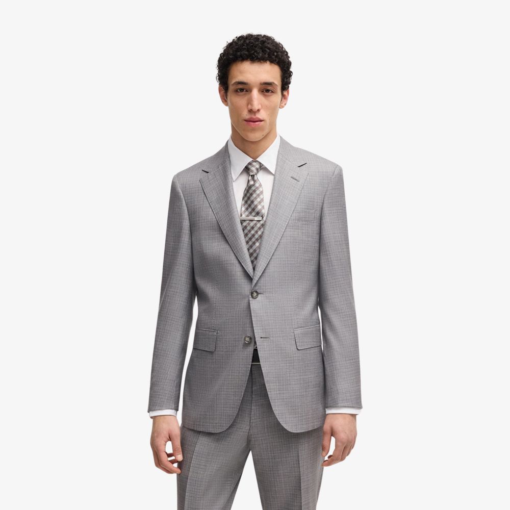 BOSS - Bộ vest dáng regular fit vải len và lụa