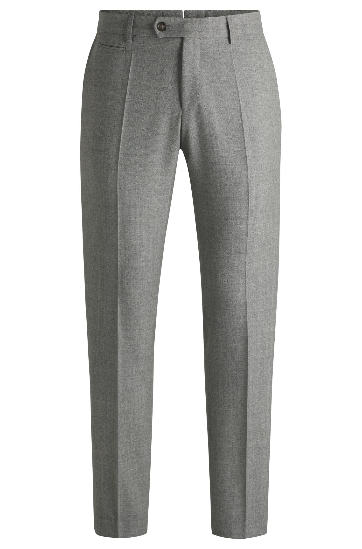 BOSS - Quần dài dáng slim fit vải len melange
