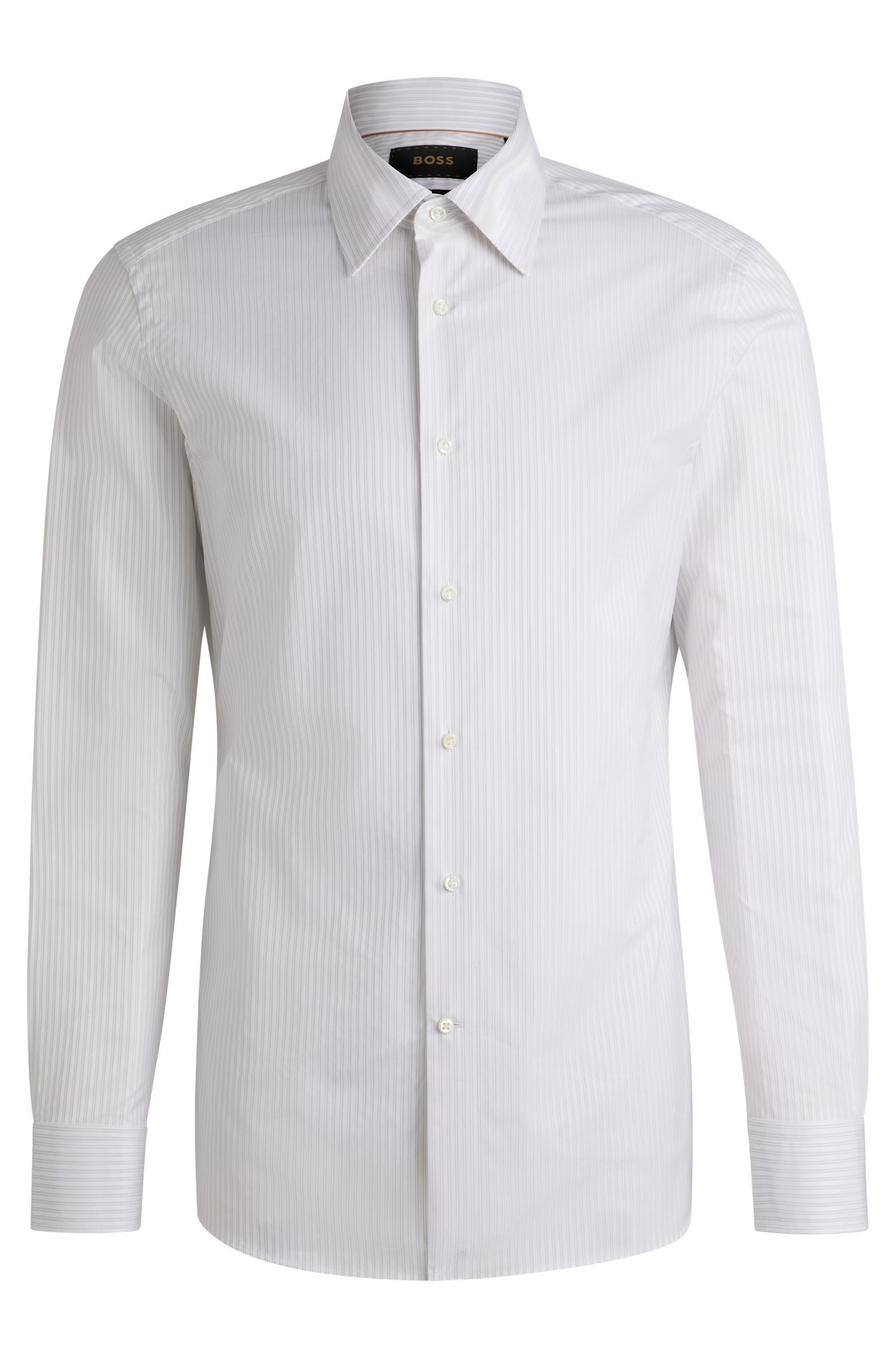 BOSS - Áo sơ mi dáng slim fit vải cotton sọc