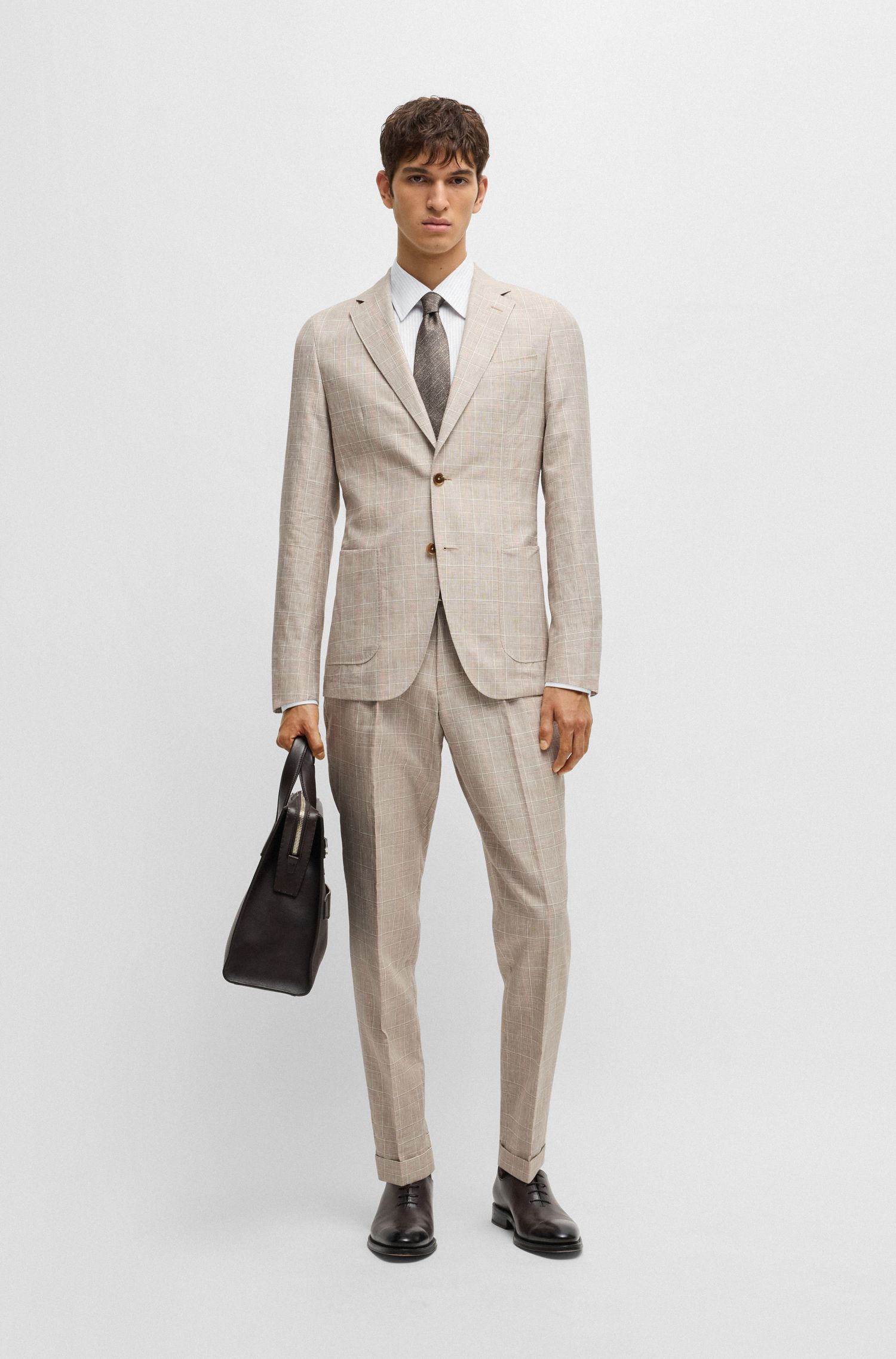 BOSS - Áo sơ mi dáng slim fit vải cotton sọc