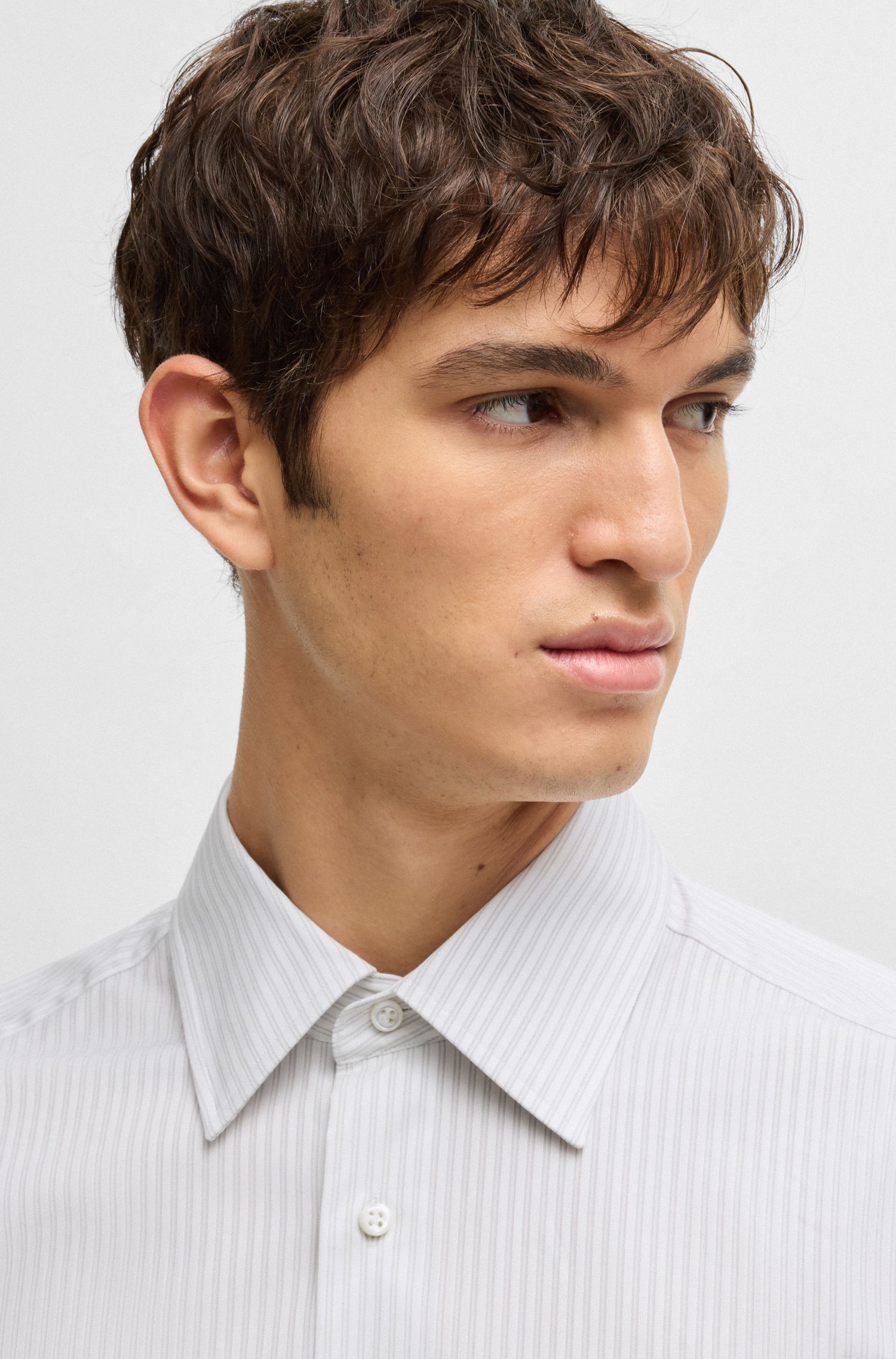 BOSS - Áo sơ mi dáng slim fit vải cotton sọc