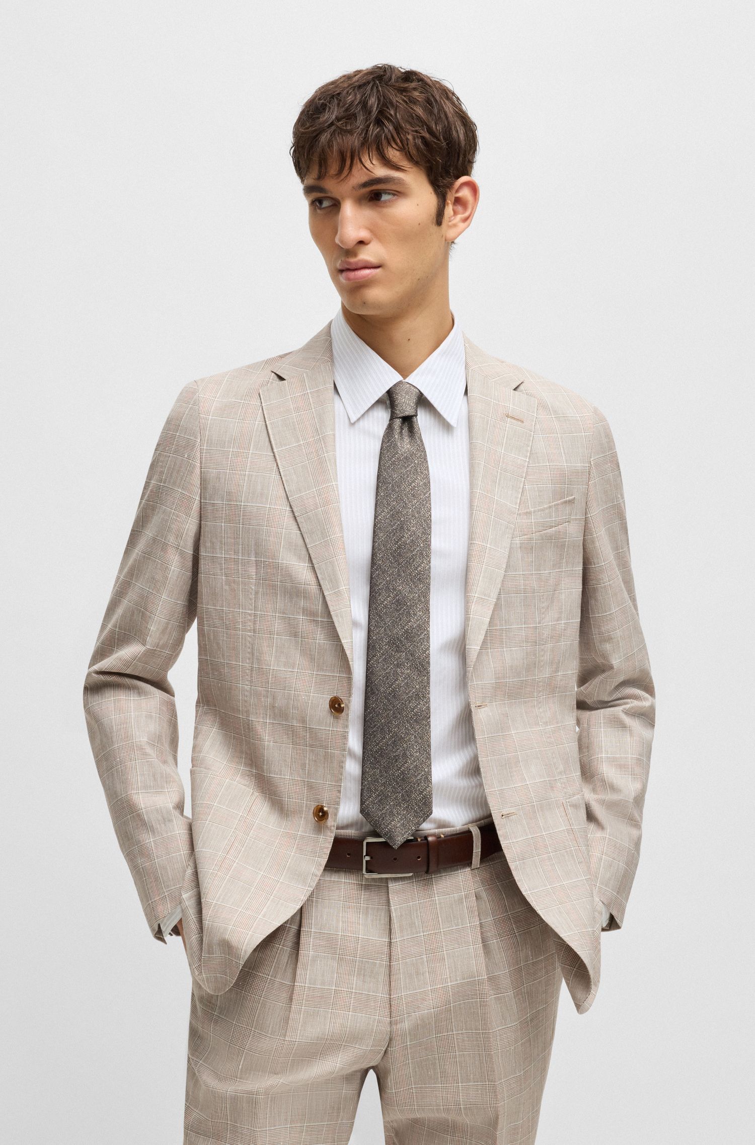 BOSS - Áo sơ mi dáng slim fit vải cotton sọc