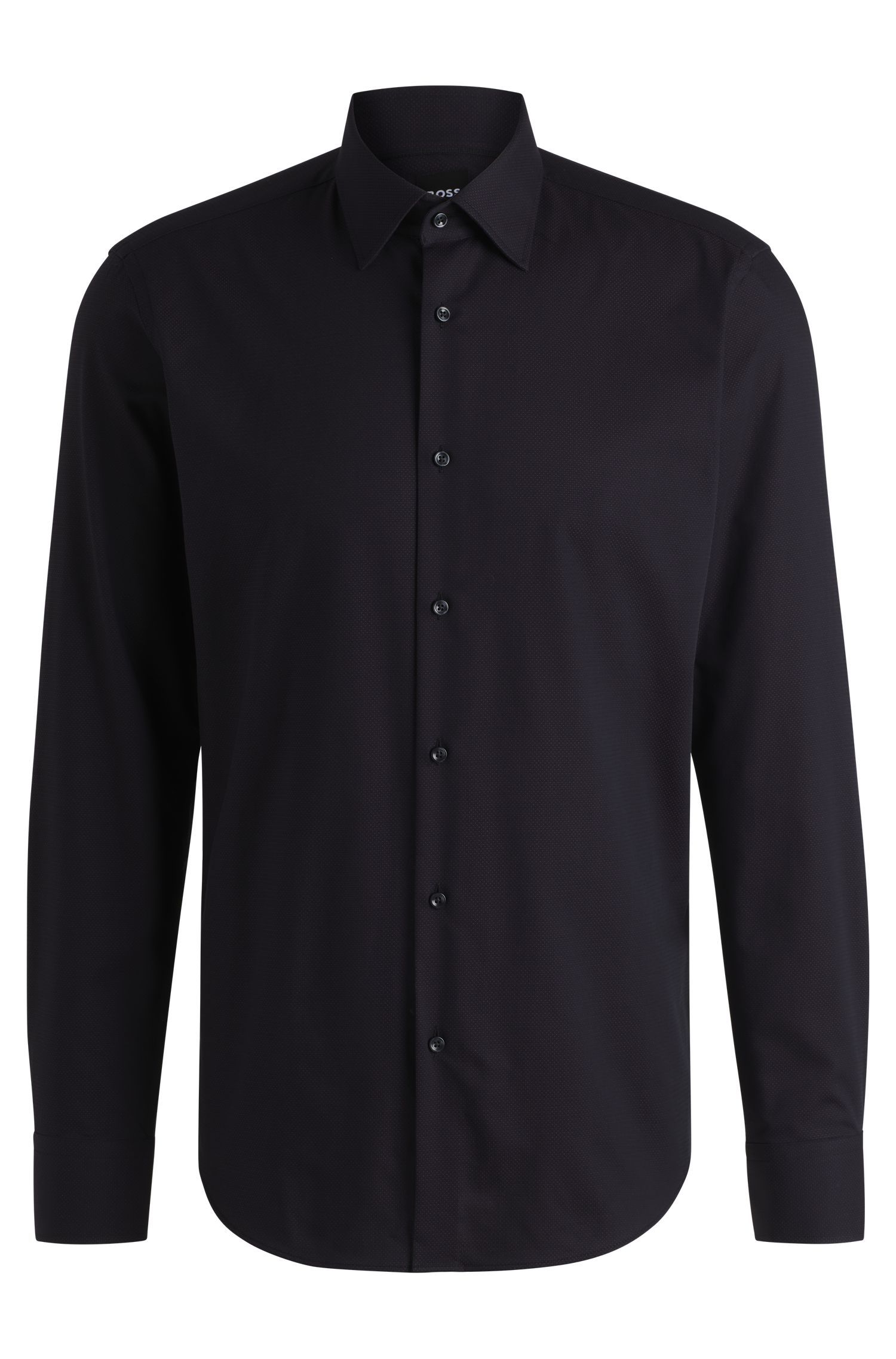 BOSS - Áo sơ mi regular-fit vải cotton co giãn họa tiết siêu nhỏ