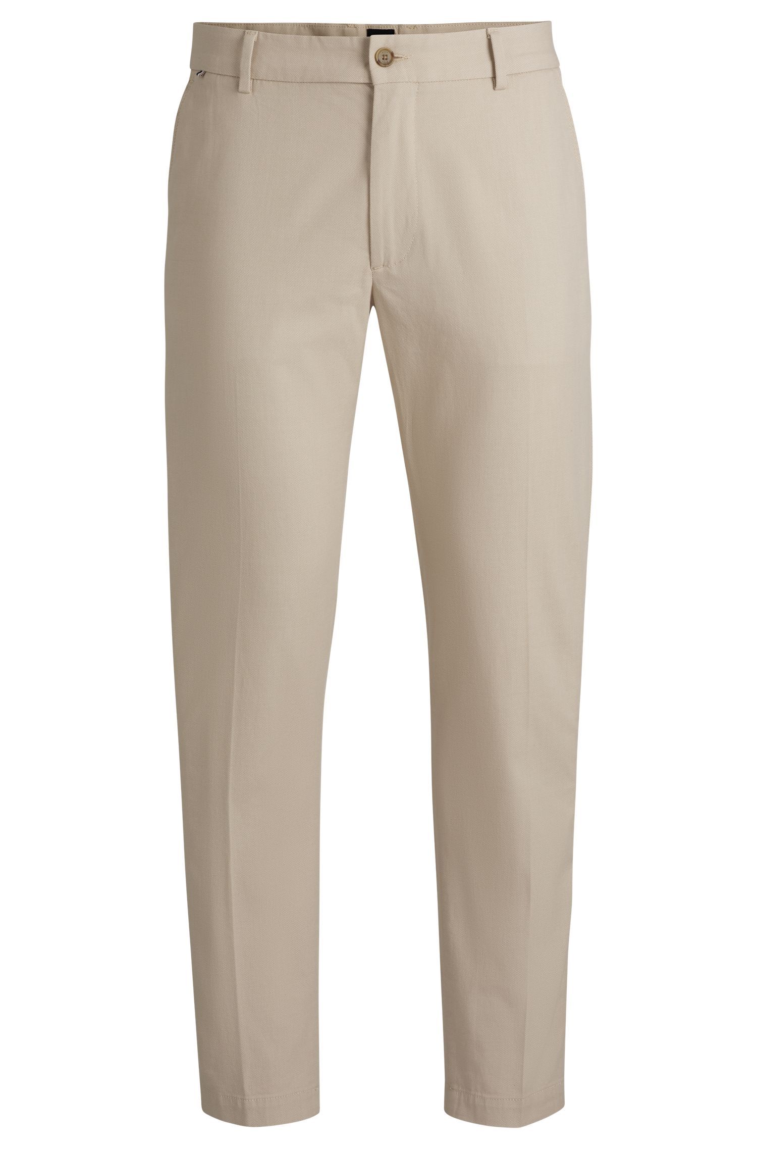 BOSS - Quần âu dáng regular fit từ cotton co giãn họa tiết vi mô
