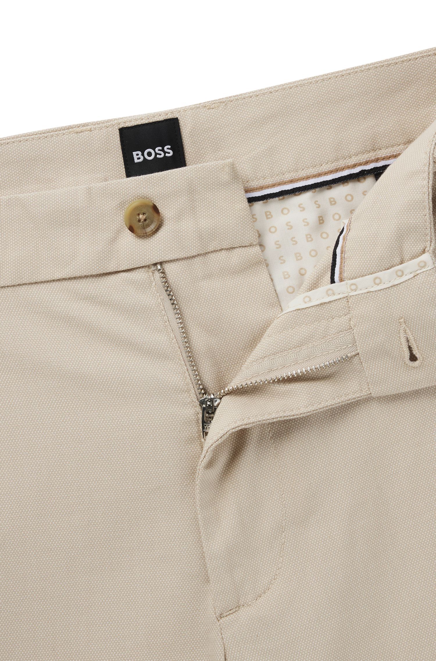BOSS - Quần âu dáng regular fit từ cotton co giãn họa tiết vi mô