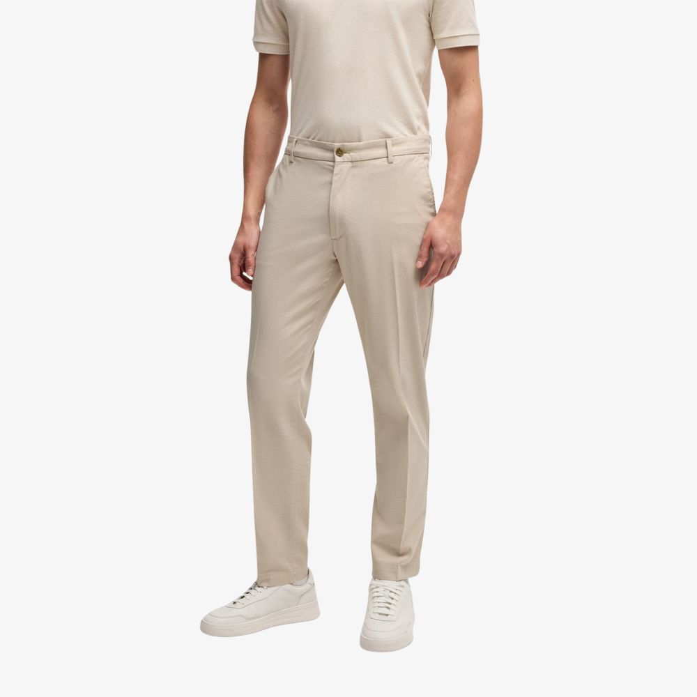 BOSS - Quần âu dáng regular fit từ cotton co giãn họa tiết vi mô