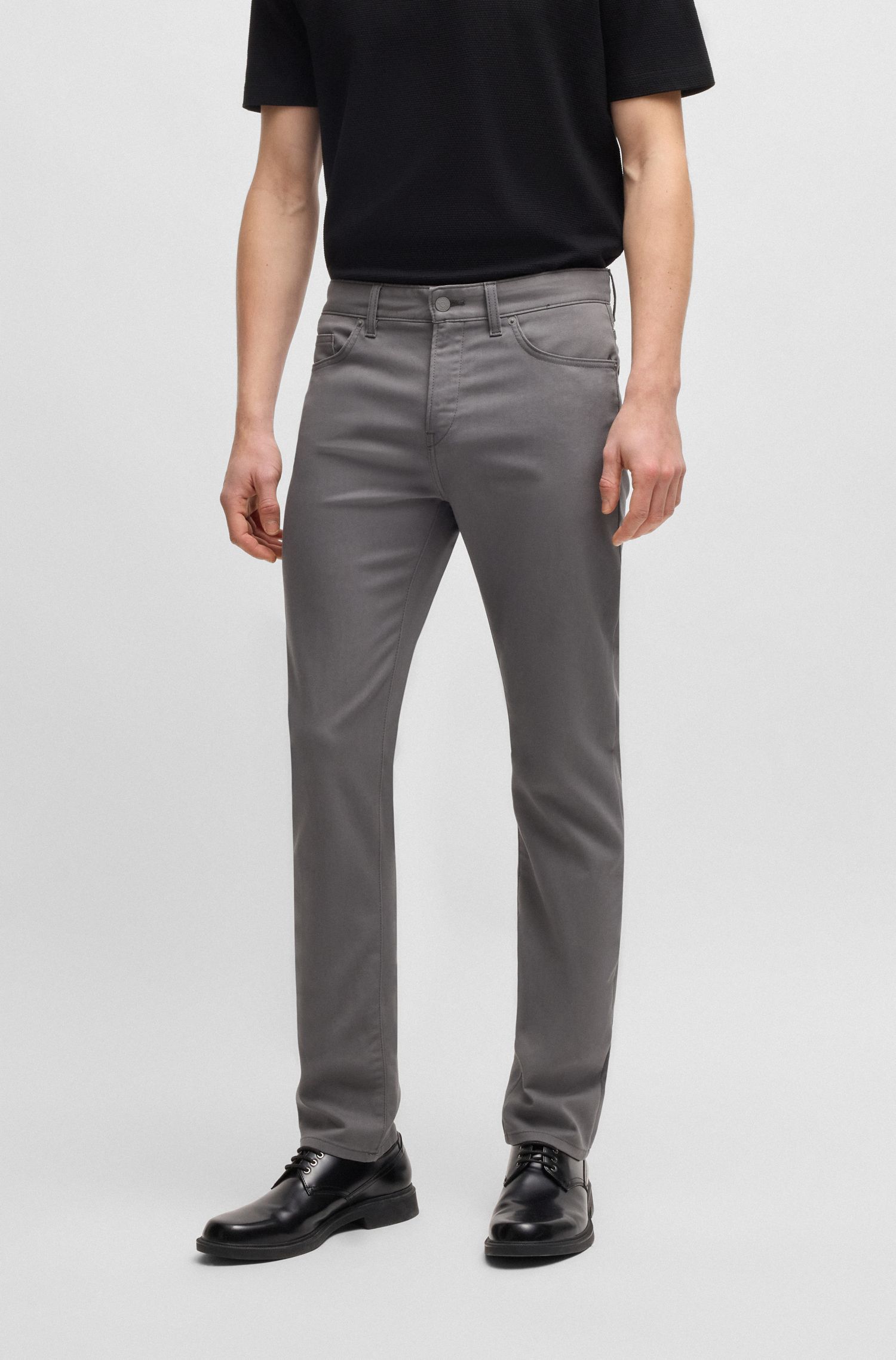BOSS - Quần dài dáng slim fit vải cotton co giãn