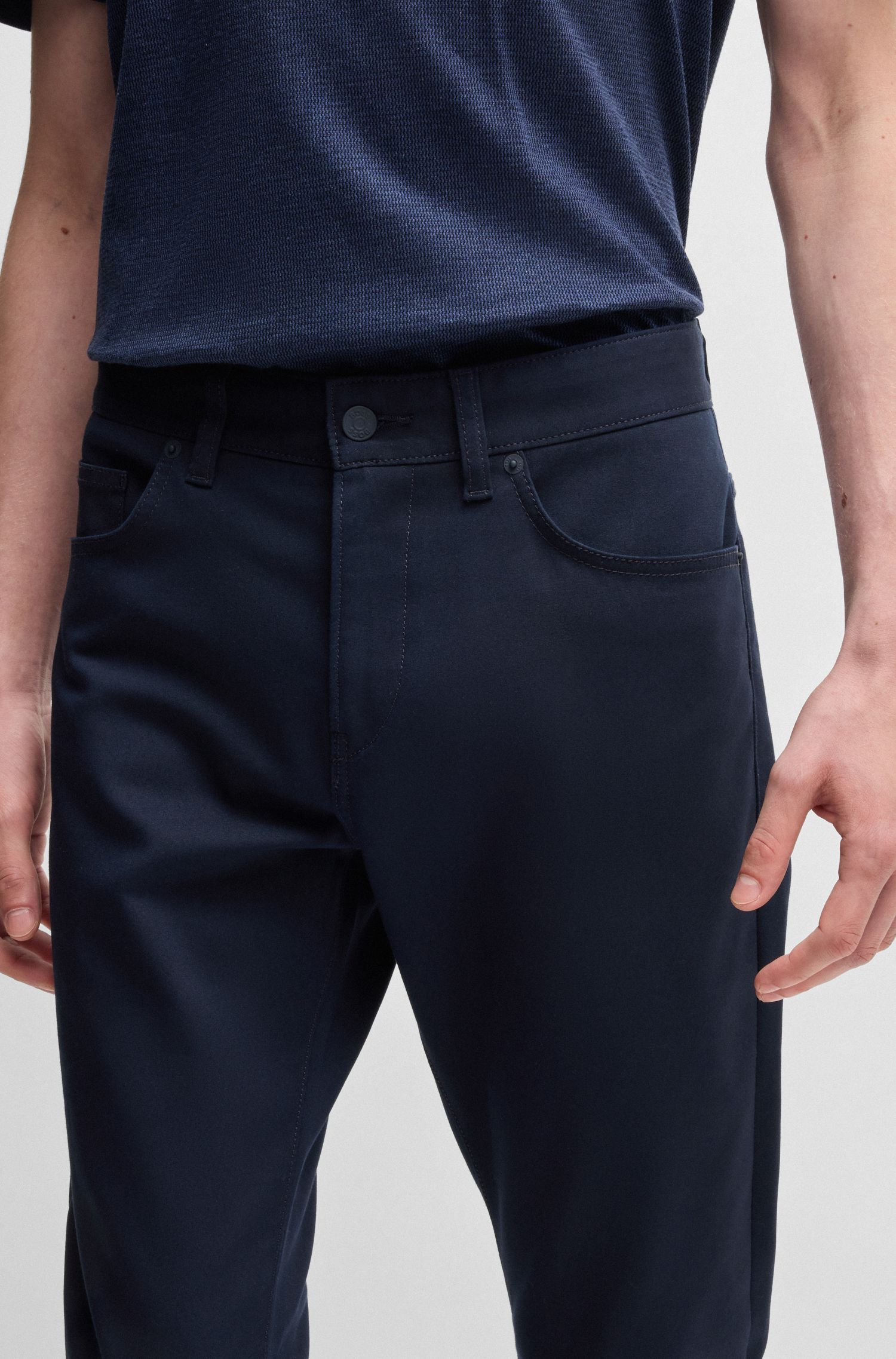 BOSS - Quần dài dáng slim fit vải cotton co giãn