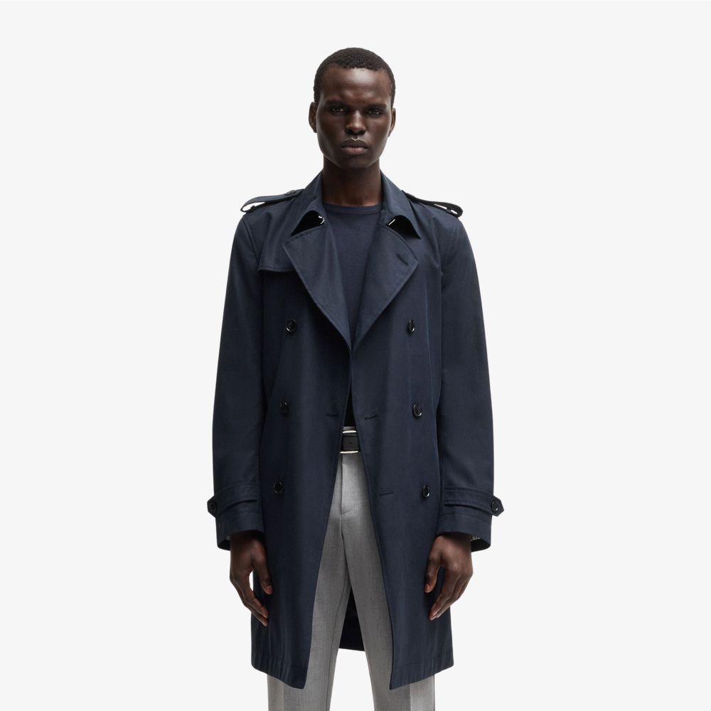 Áo trench coat slim-fit với khóa cài hai hàng khuy