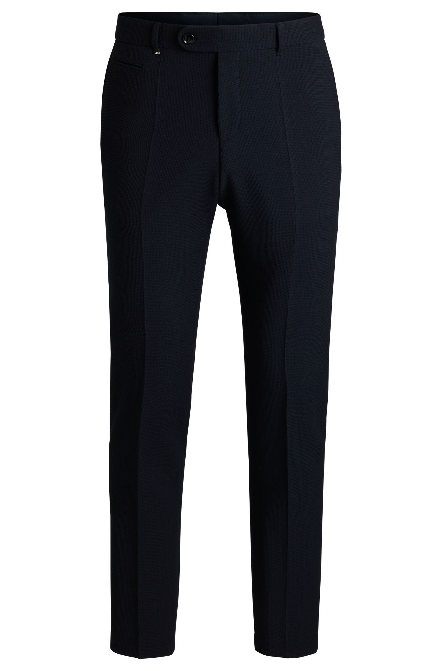 BOSS - Quần dài dáng slim fit vải piqué họa tiết nhỏ