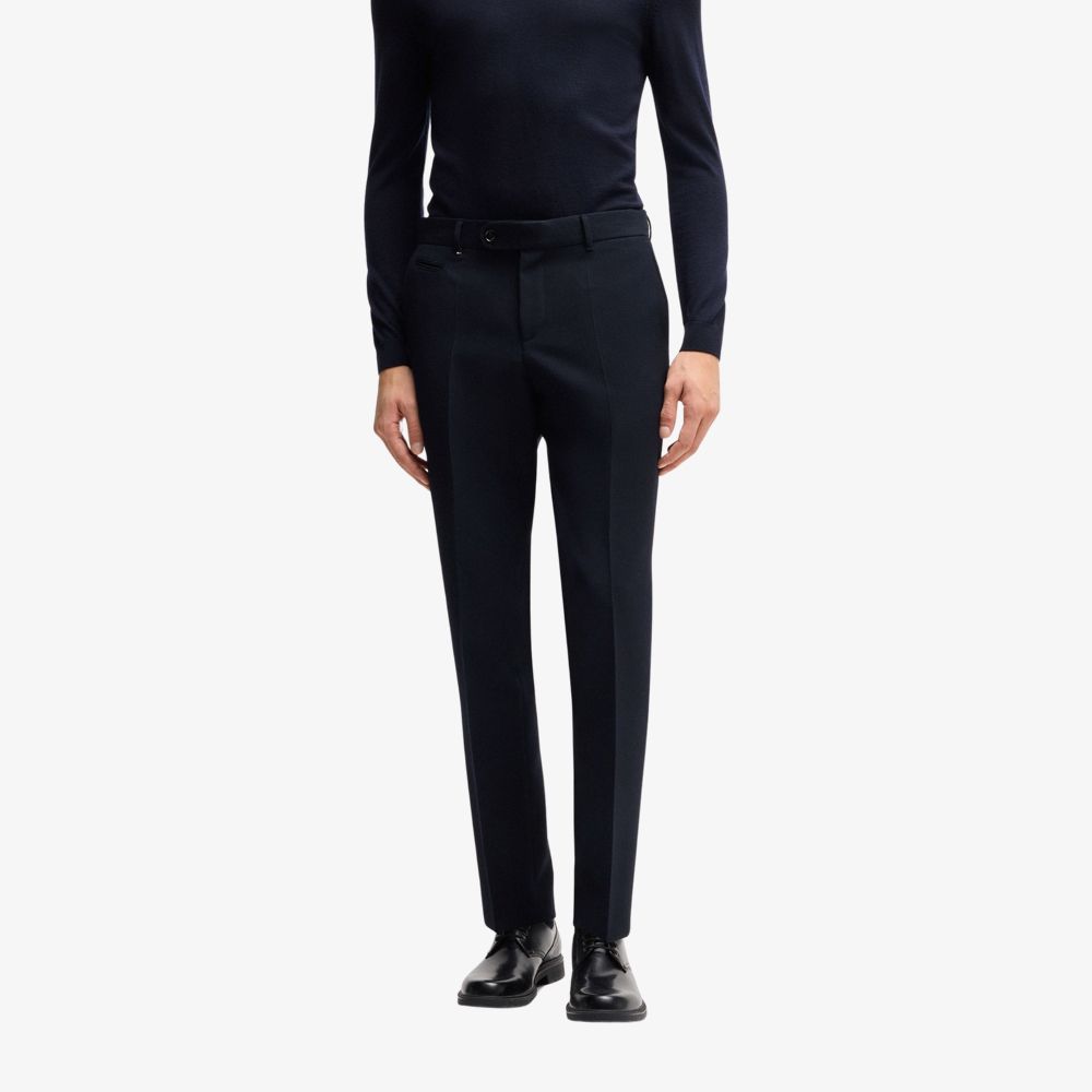 BOSS - Quần dài dáng slim fit vải piqué họa tiết nhỏ