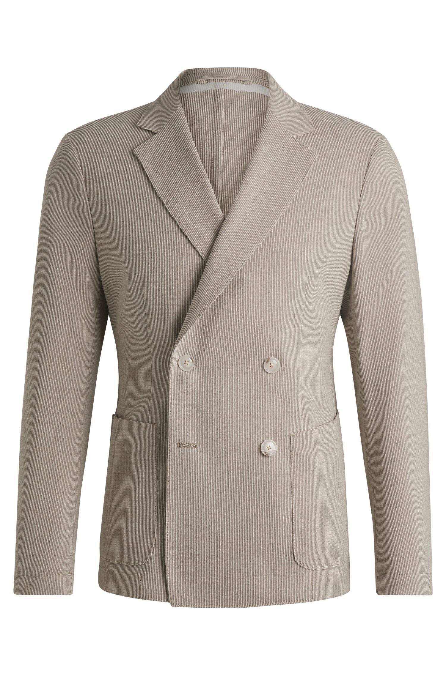 BOSS - Áo blazer slim-fit vải len họa tiết