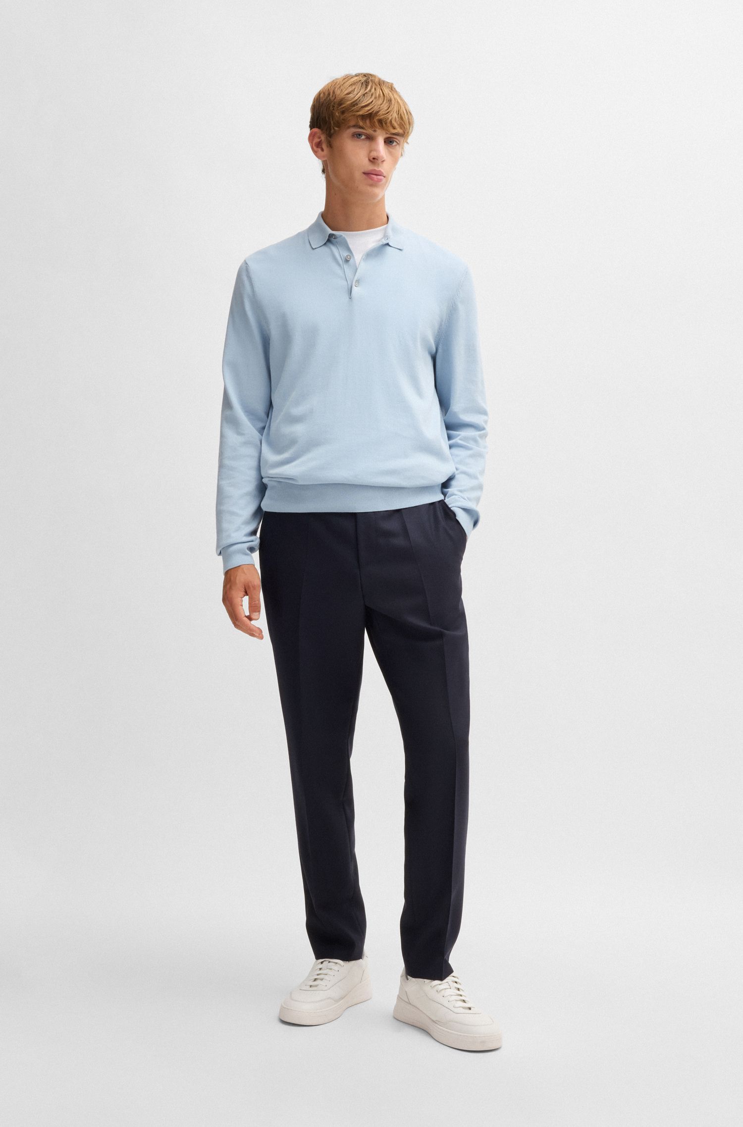 BOSS - Quần âu dáng ôm slim fit từ len virgin