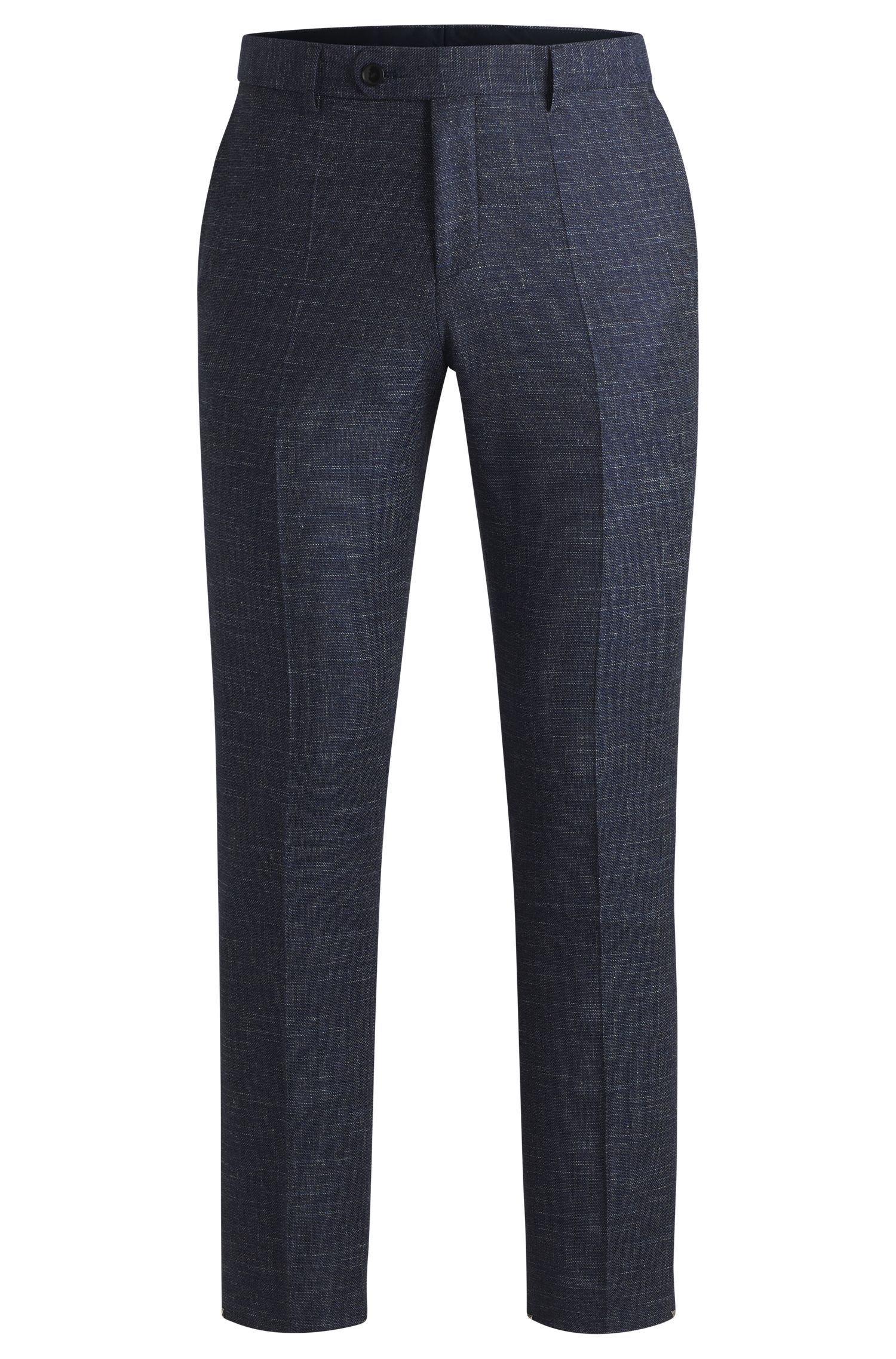 BOSS - Quần tây dáng slim-fit vải len nguyên chất pha