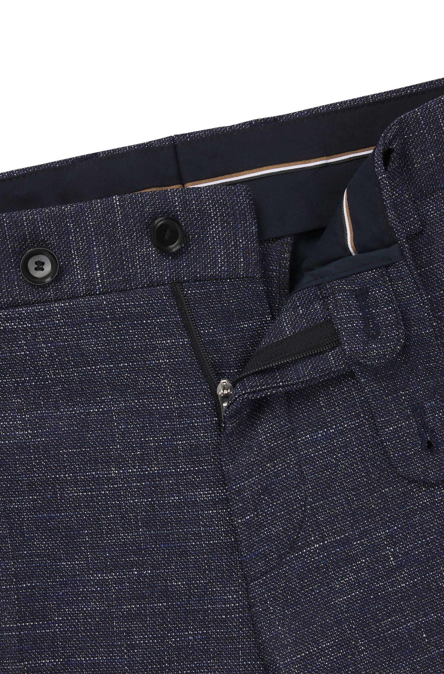 BOSS - Quần tây dáng slim-fit vải len nguyên chất pha