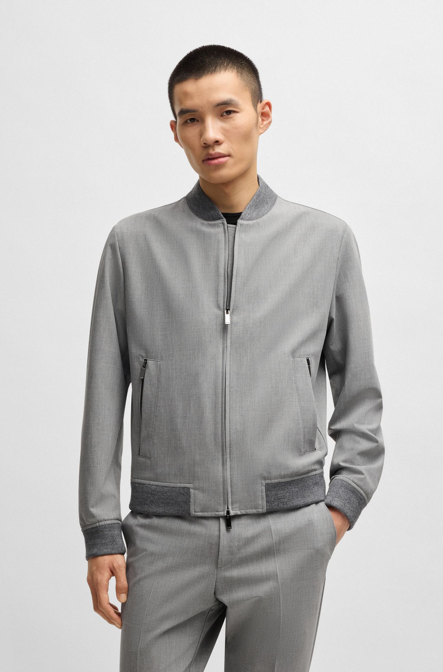 Áo blazer khoá kéo dáng ôm slim fit