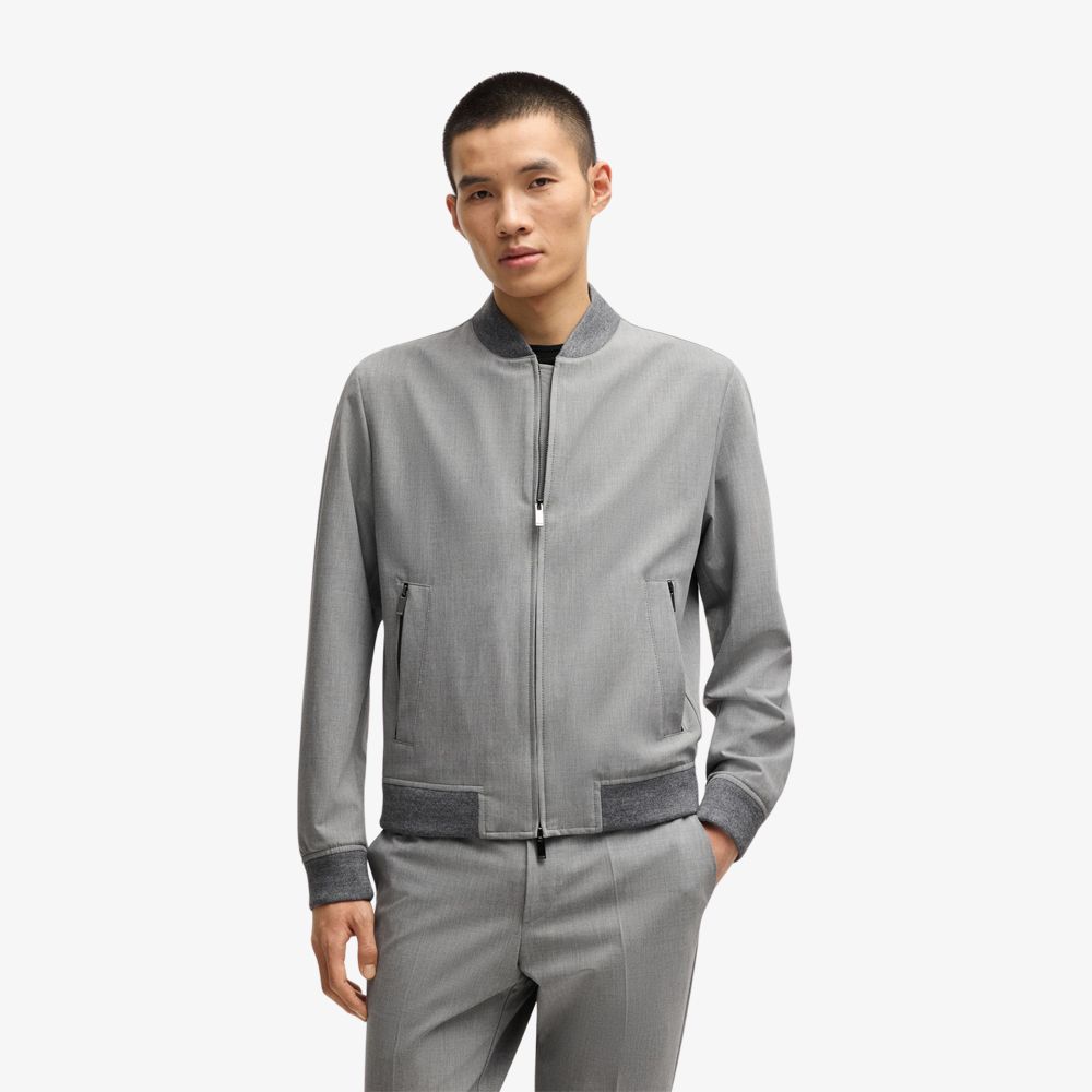 BOSS - Áo blazer khoá kéo dáng ôm slim fit