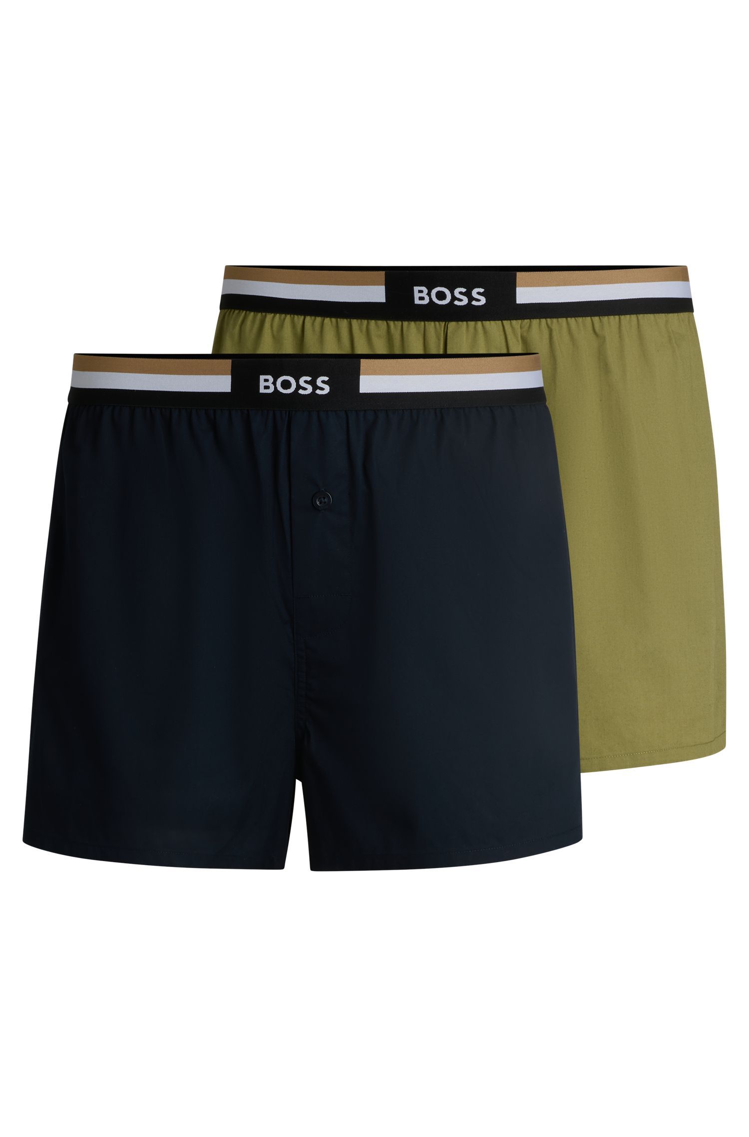 BOSS - Bộ hai quần short pyjama vải cotton có logo