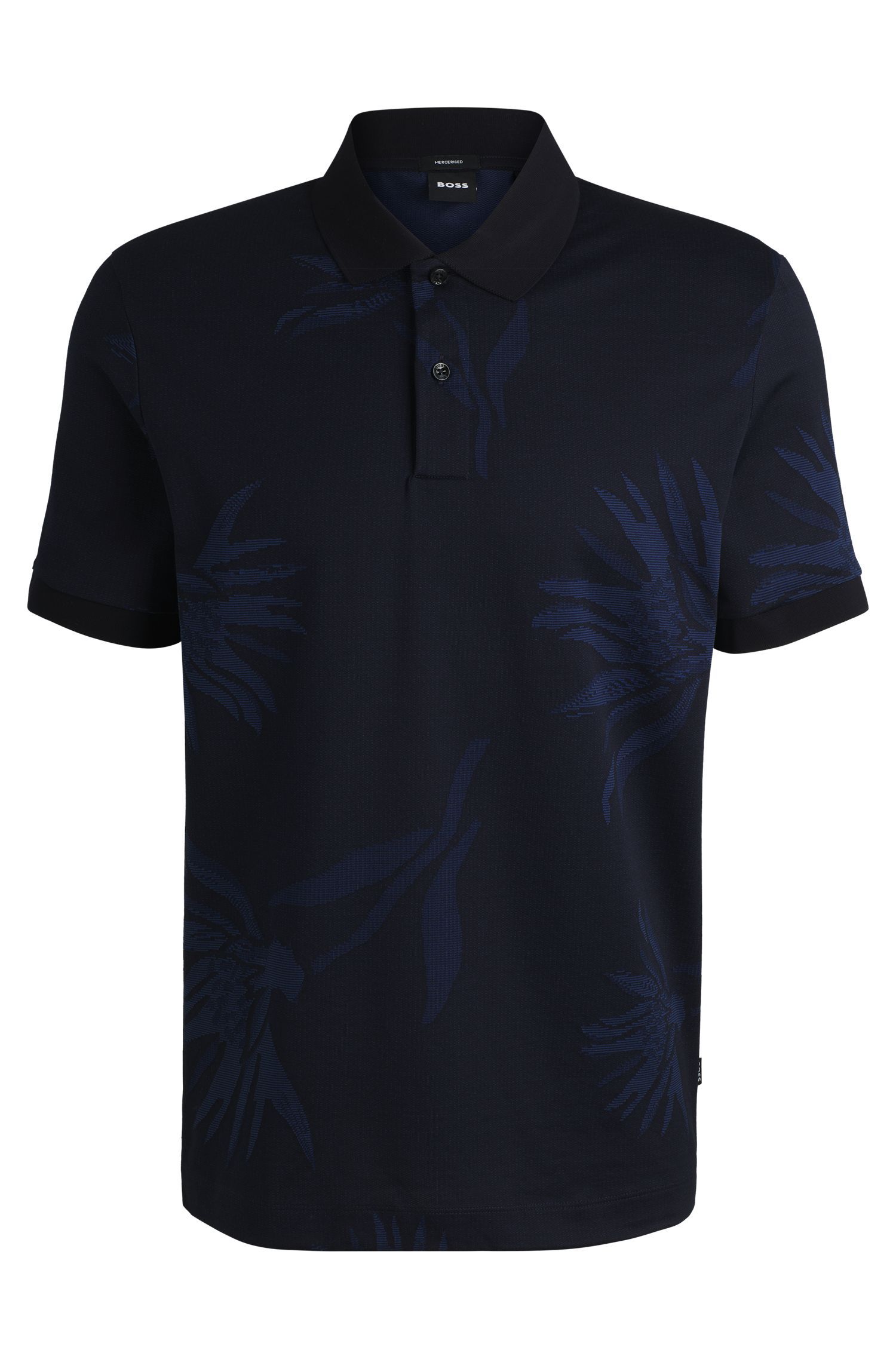 BOSS - Áo polo vải cotton mercerized họa tiết hoa jacquard
