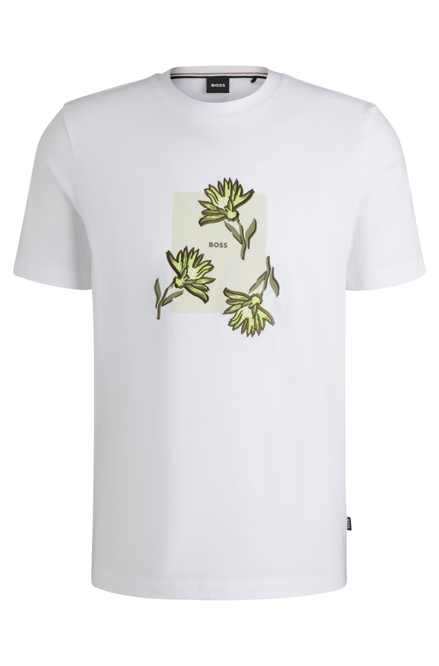 BOSS - Áo thun cotton jersey họa tiết hoa