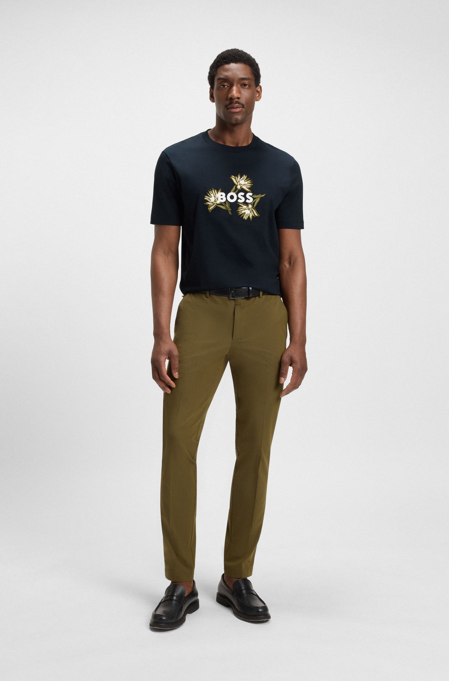 BOSS - Áo thun cotton jersey với logo artwork