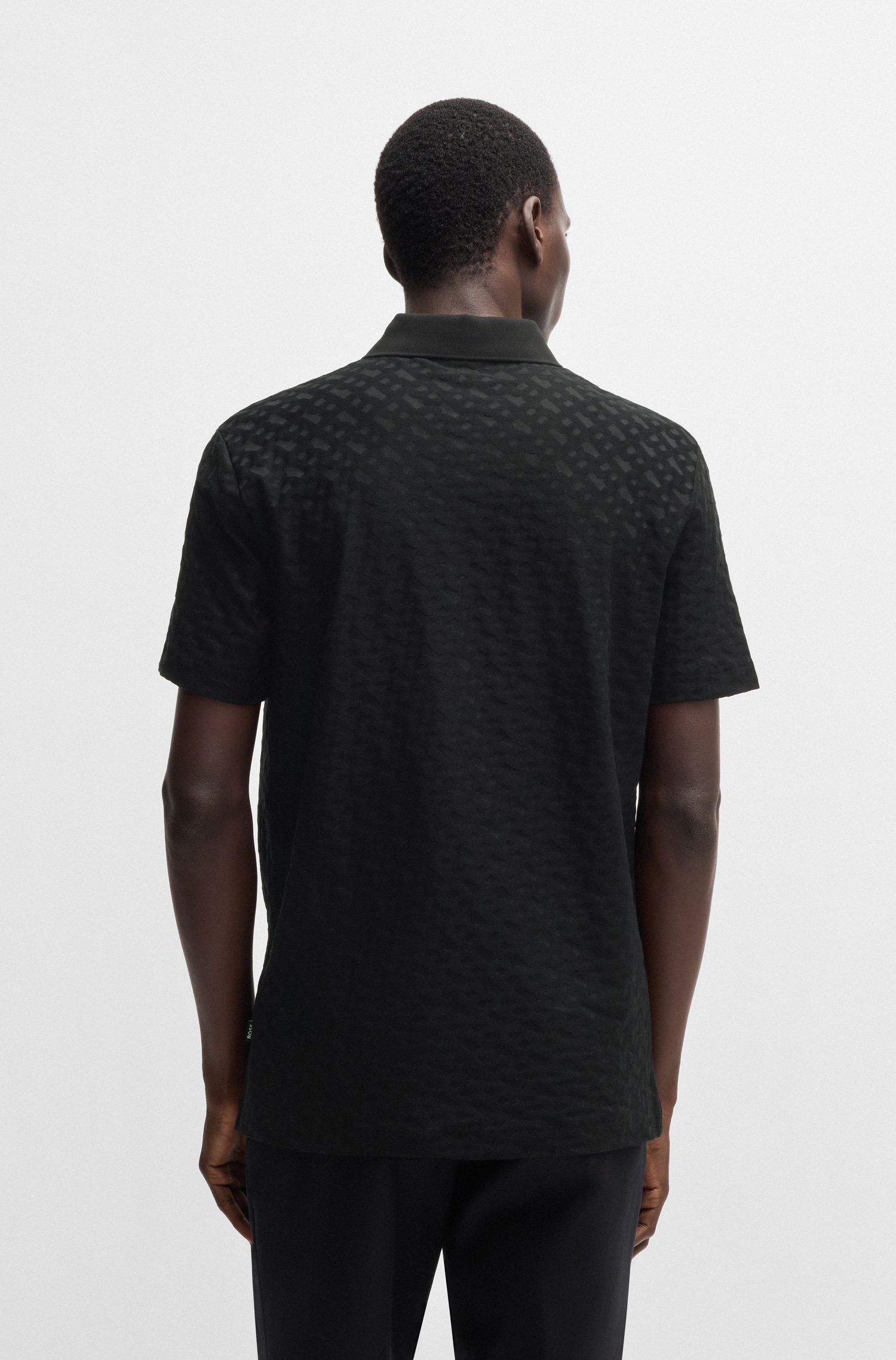 BOSS - Áo polo cotton jacquard monogram tông sur tông