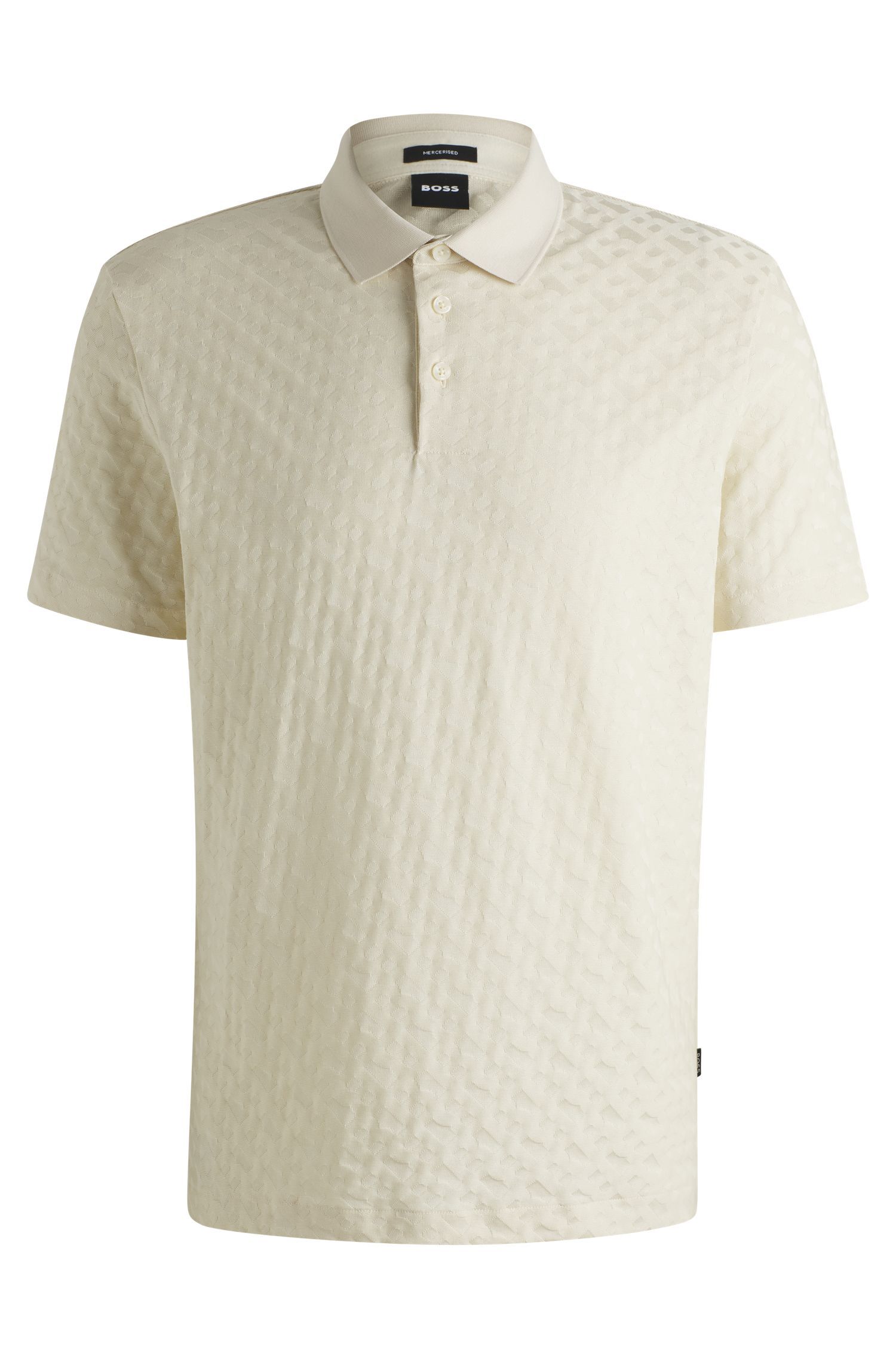 BOSS - Áo polo cotton jacquard monogram tông sur tông
