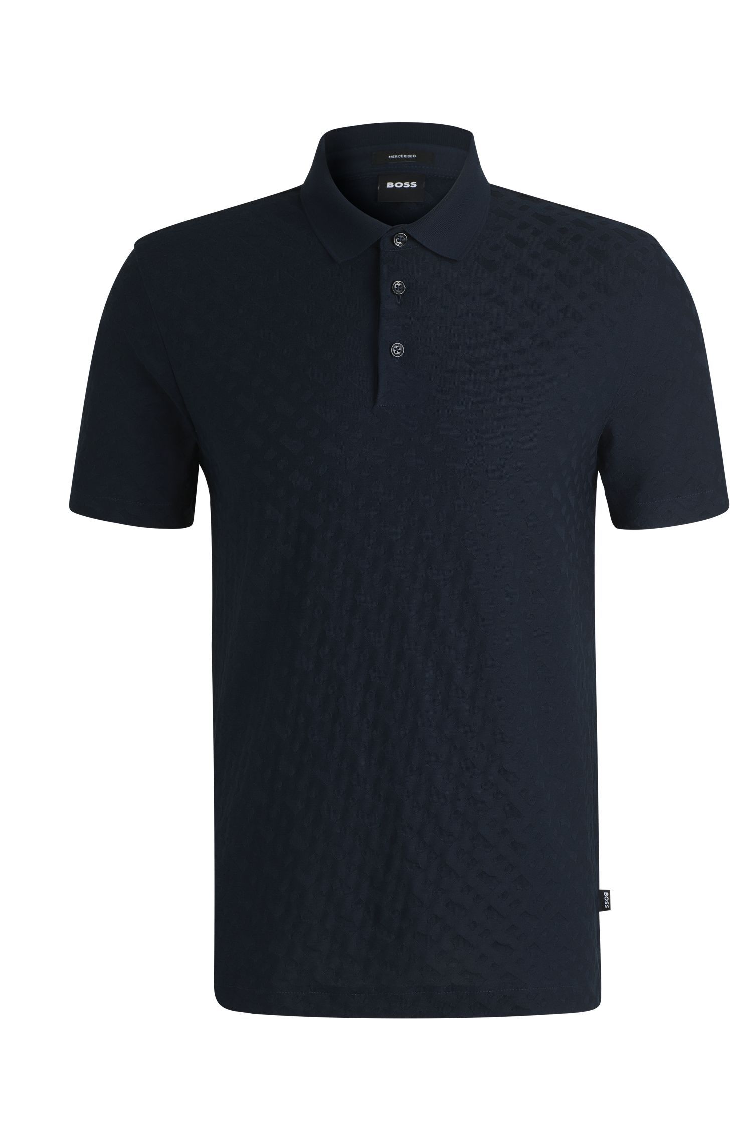 BOSS - Áo polo cotton jacquard monogram tông sur tông