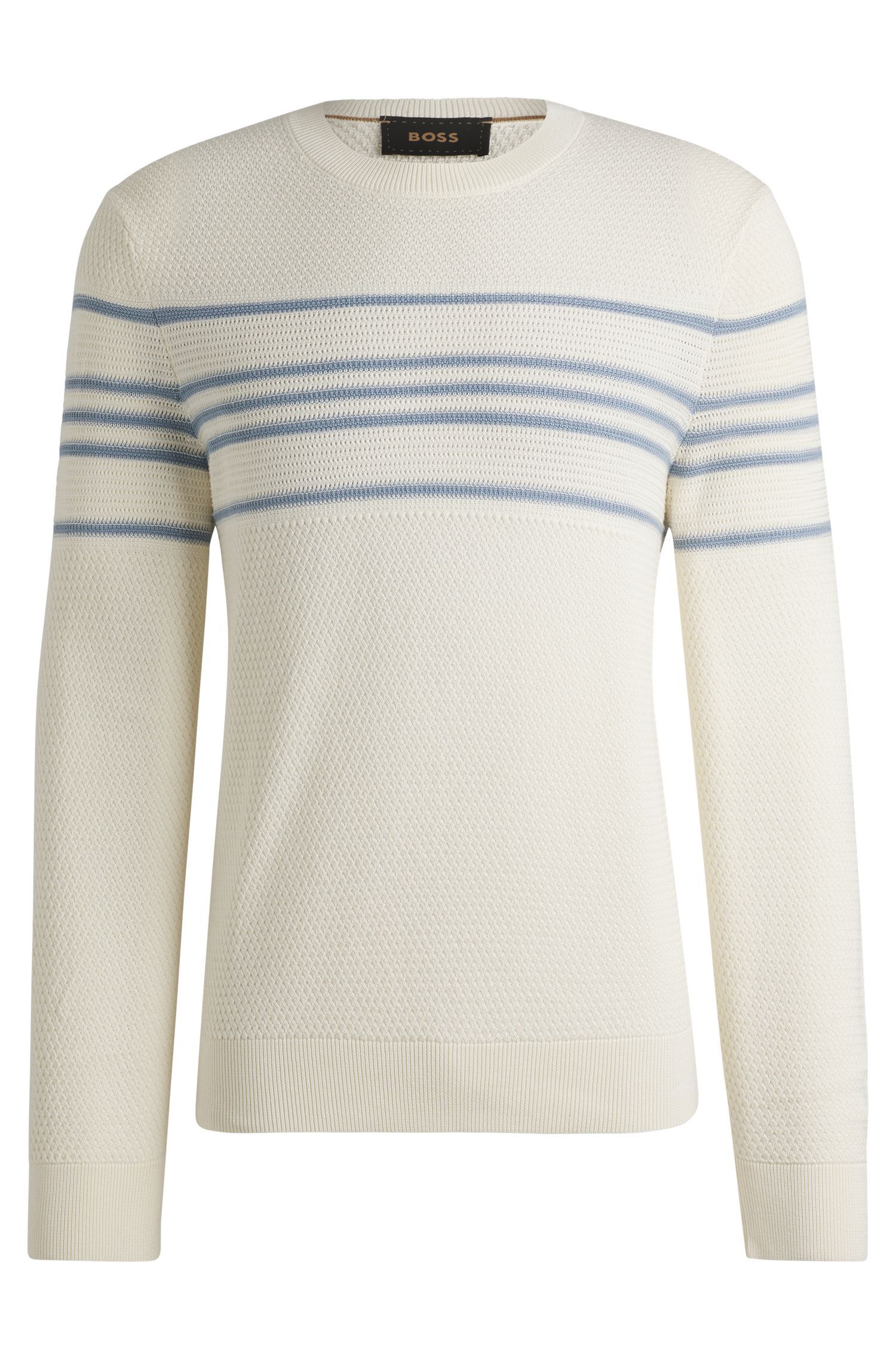 BOSS - Áo sweater dệt len có sọc ngang