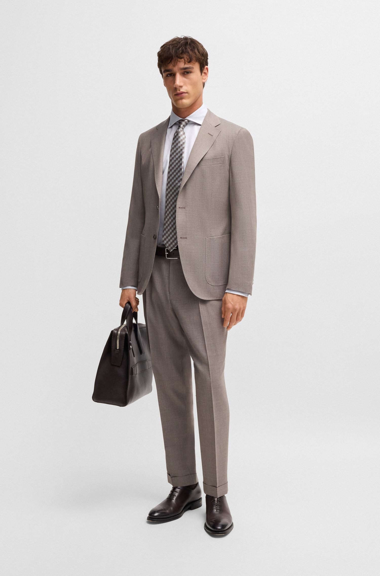 BOSS - Áo sơ mi dáng regular fit vải cotton chống nhăn