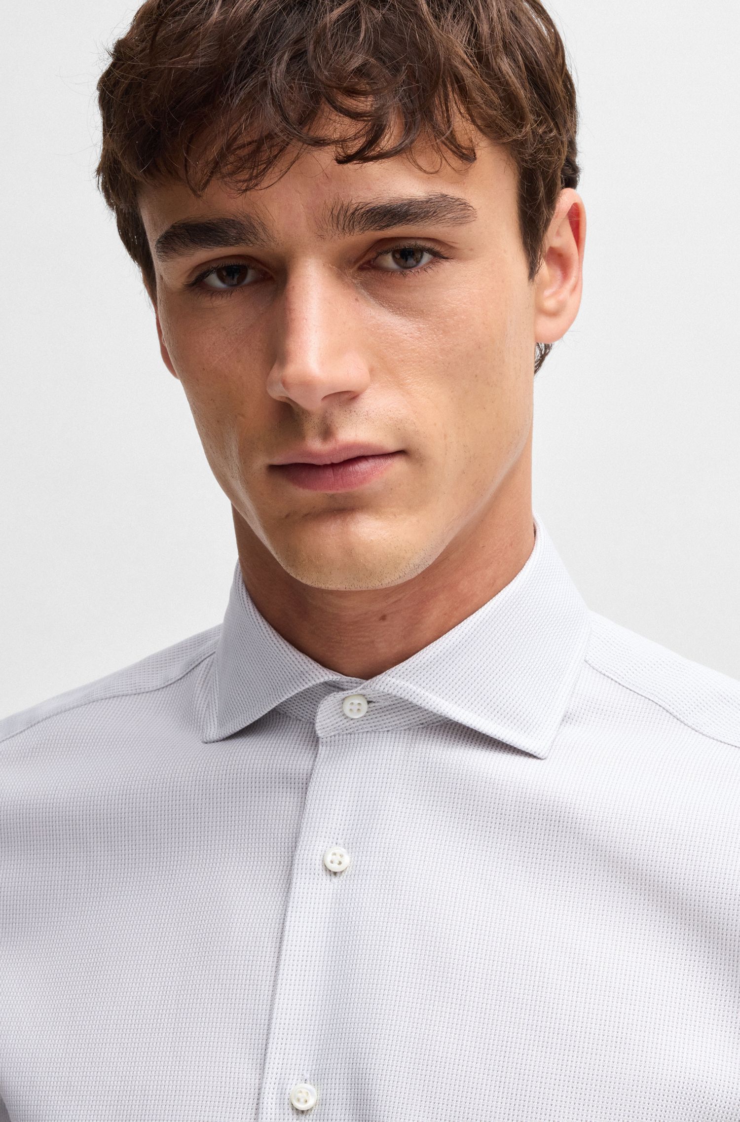 BOSS - Áo sơ mi dáng regular fit vải cotton chống nhăn