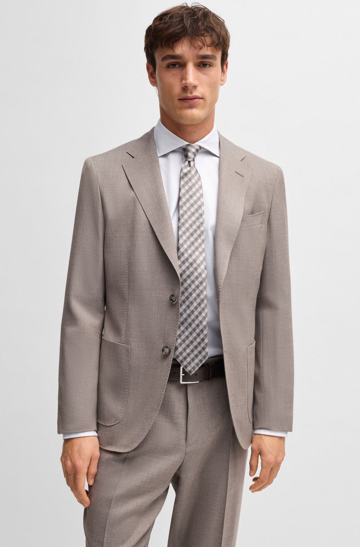 BOSS - Áo sơ mi dáng regular fit vải cotton chống nhăn