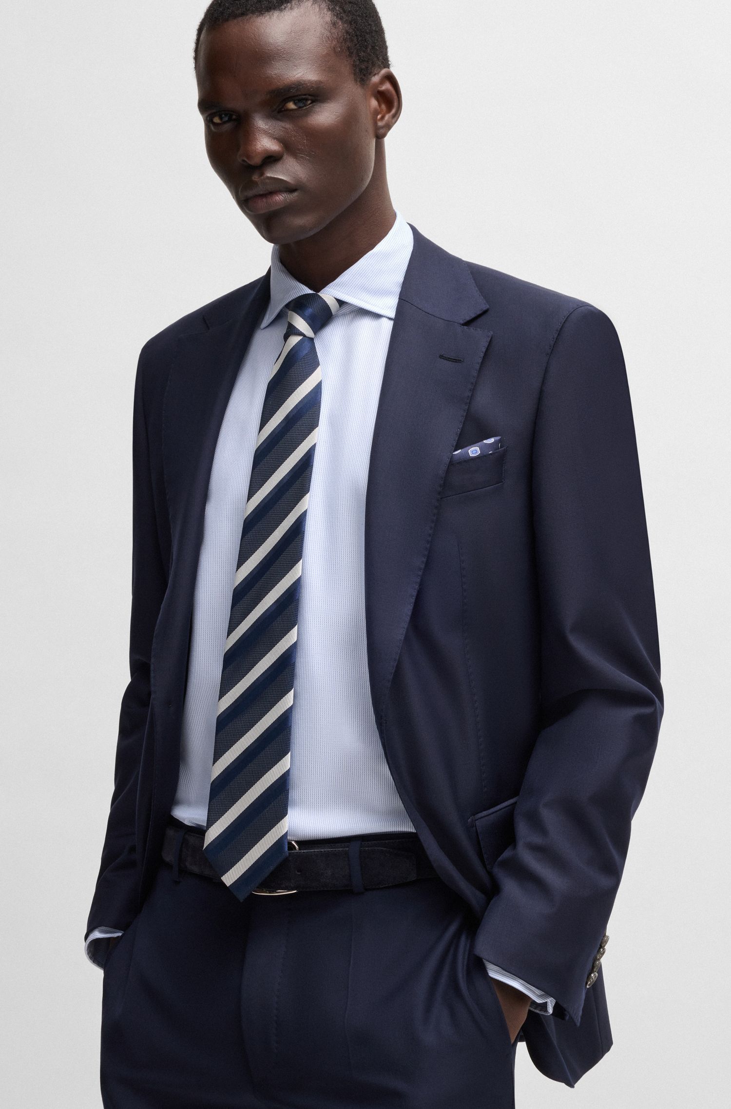 BOSS - Áo sơ mi dáng regular fit vải cotton chống nhăn