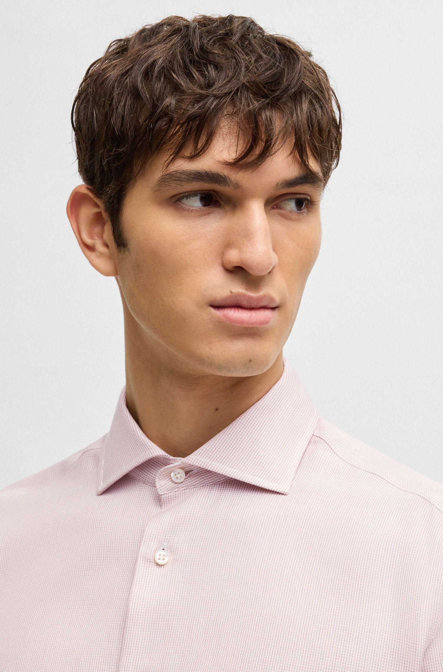 BOSS - Áo sơ mi dáng regular fit vải cotton chống nhăn