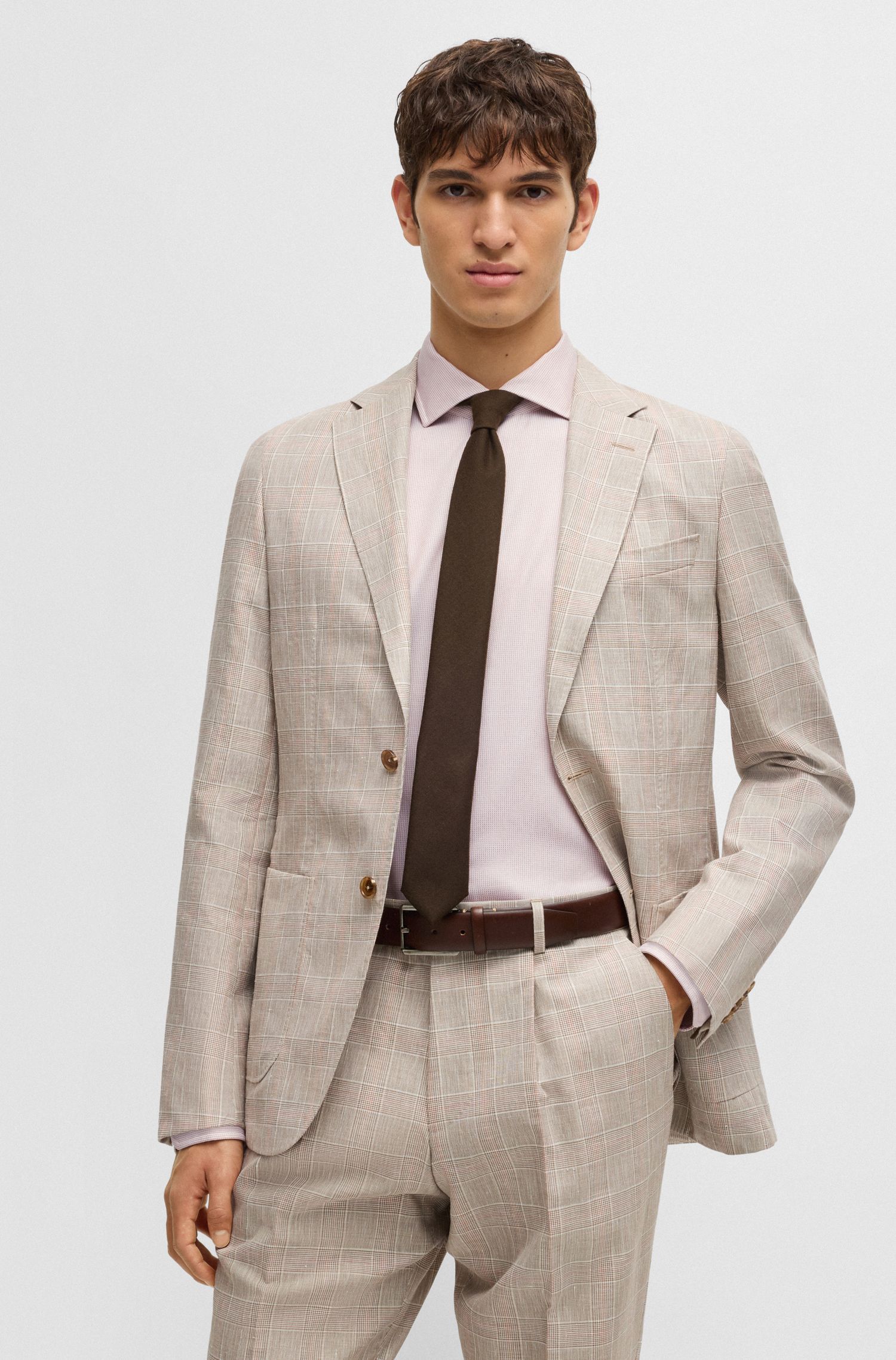 BOSS - Áo sơ mi dáng regular fit vải cotton chống nhăn