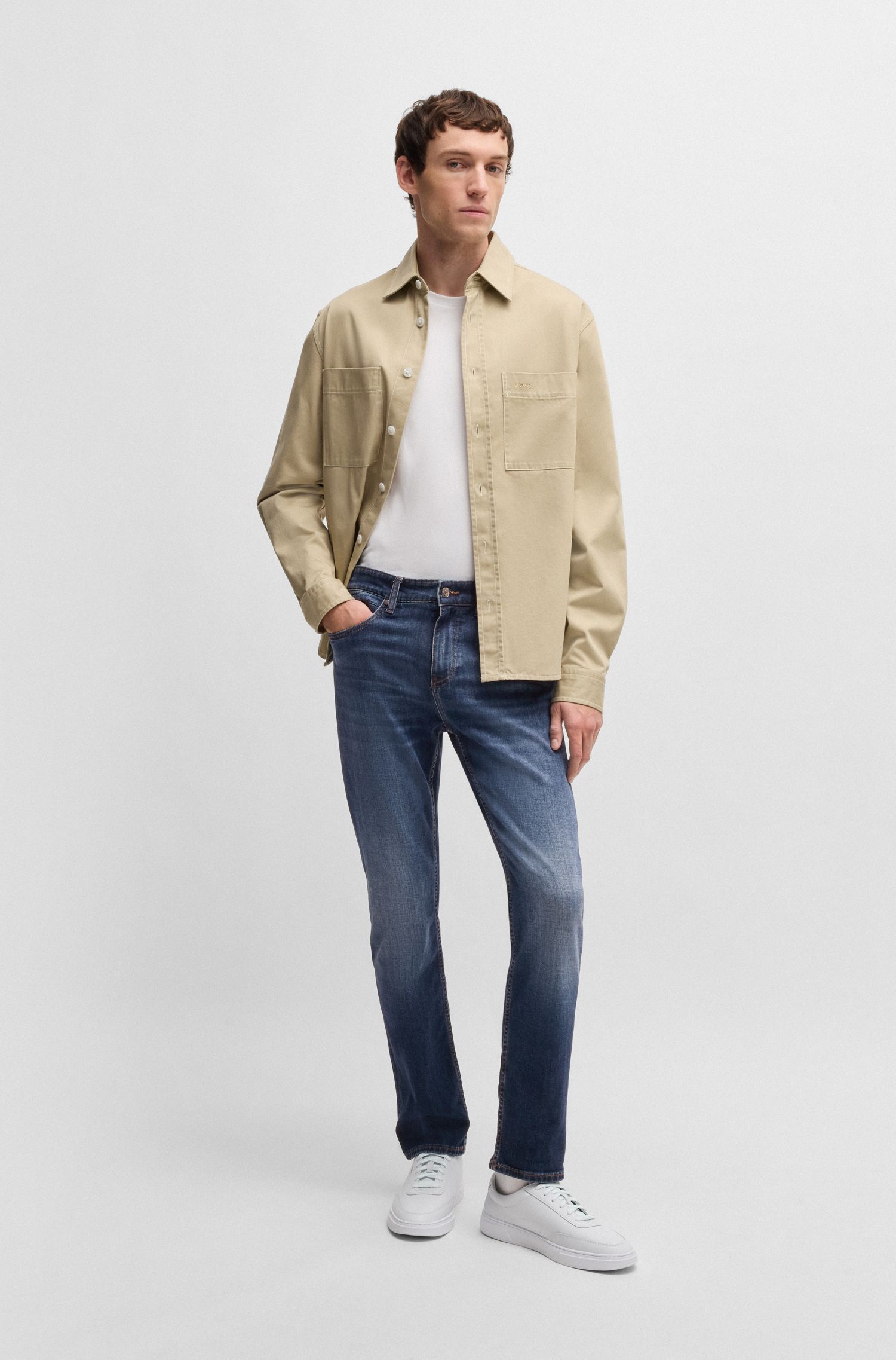 BOSS - Quần jeans Delaware dáng ôm slim fit denim