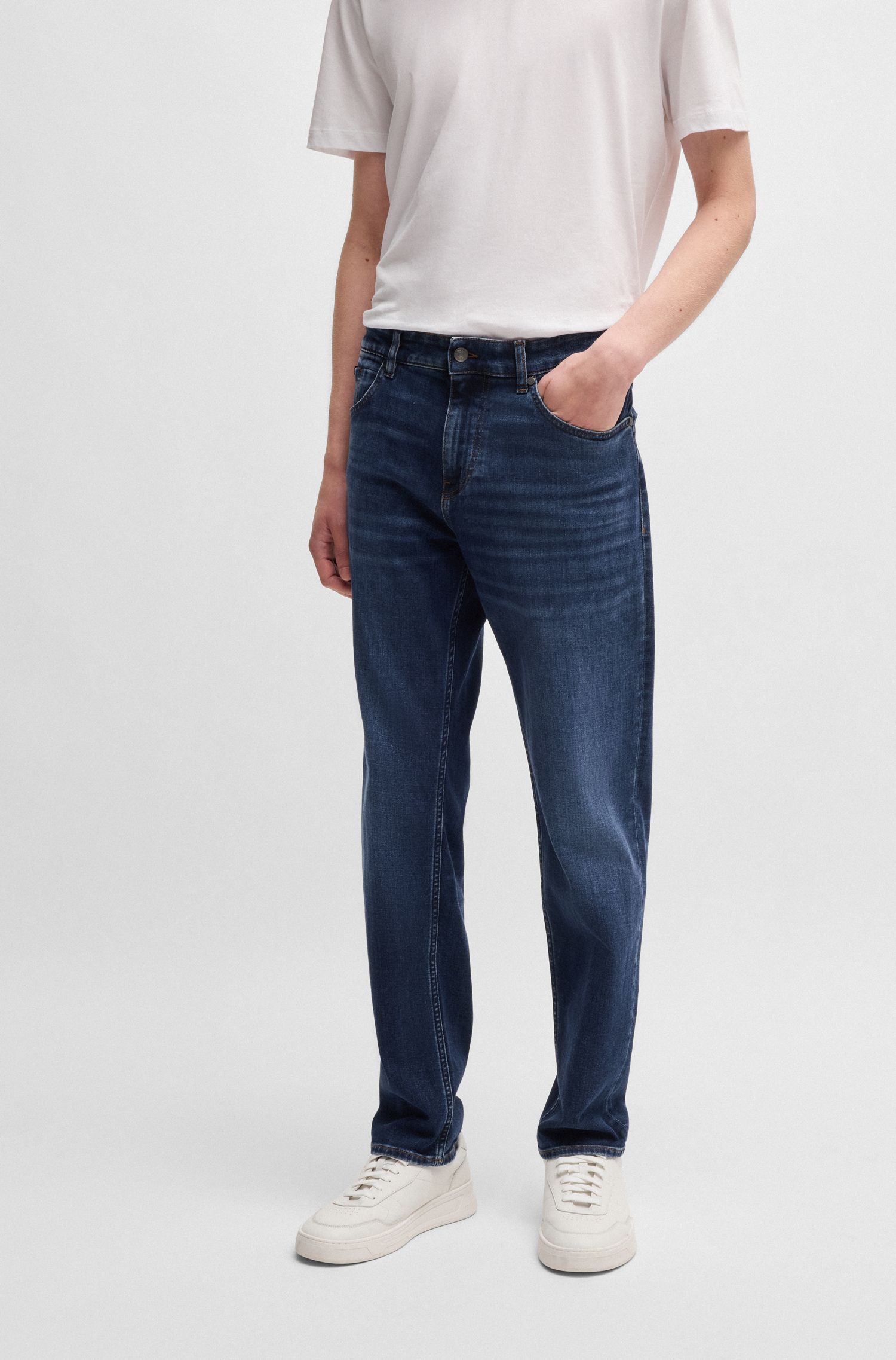 Quần jeans Maine regular-fit vải denim xanh co giãn thoải mái