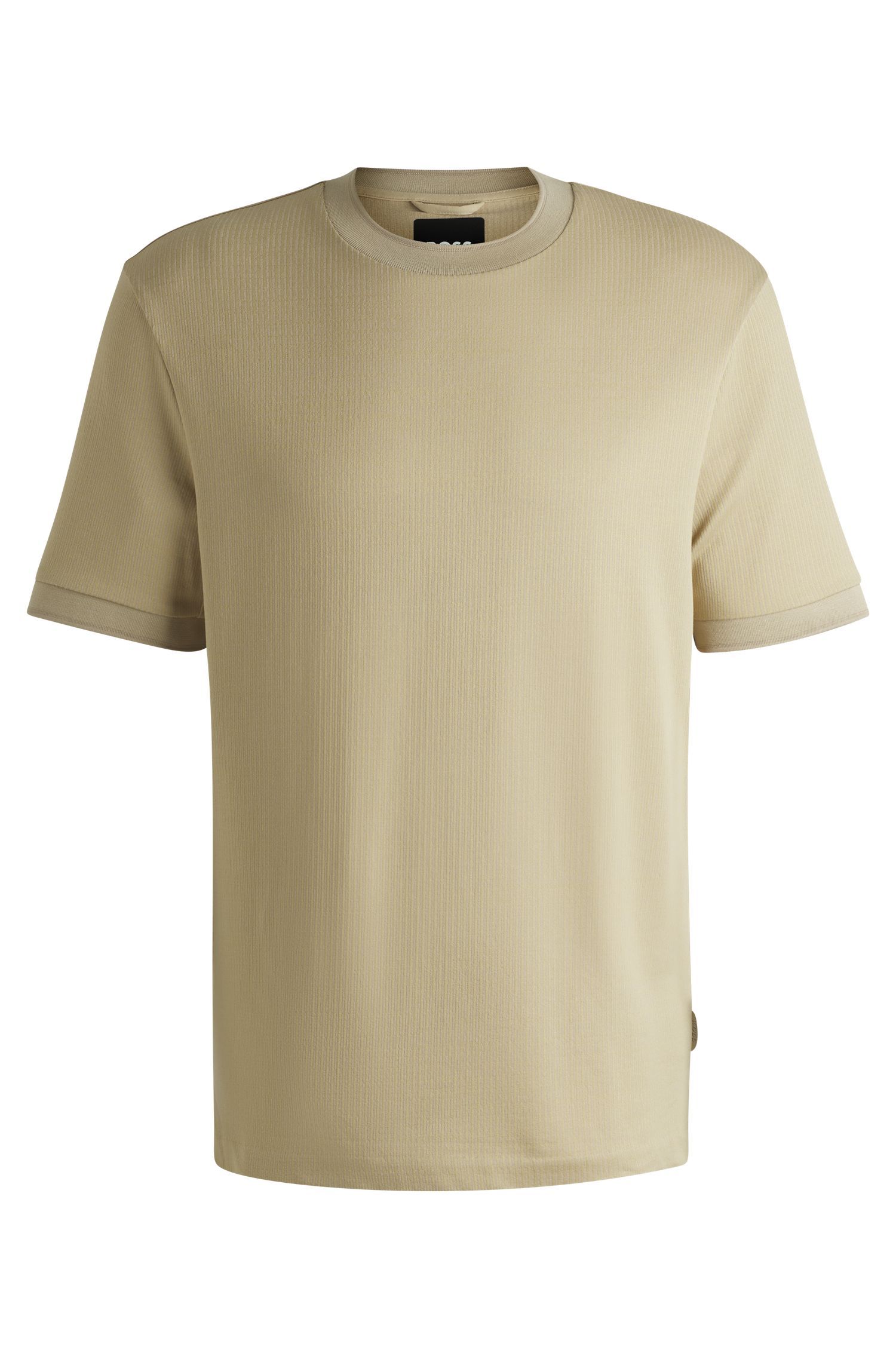 BOSS - Áo thun dáng regular fit vải cotton pha seersucker