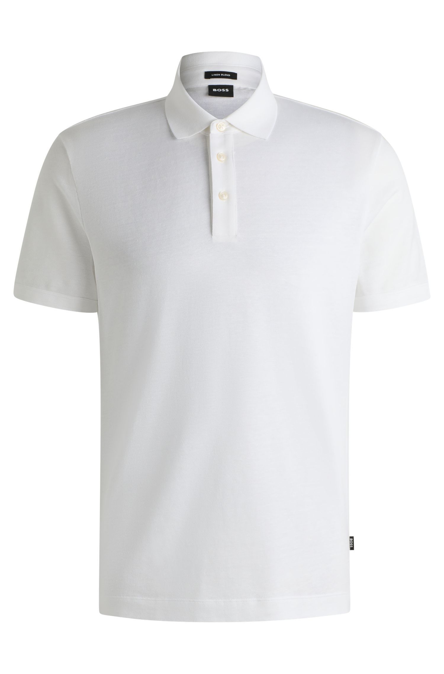 BOSS - Áo polo len dệt từ cotton và linen