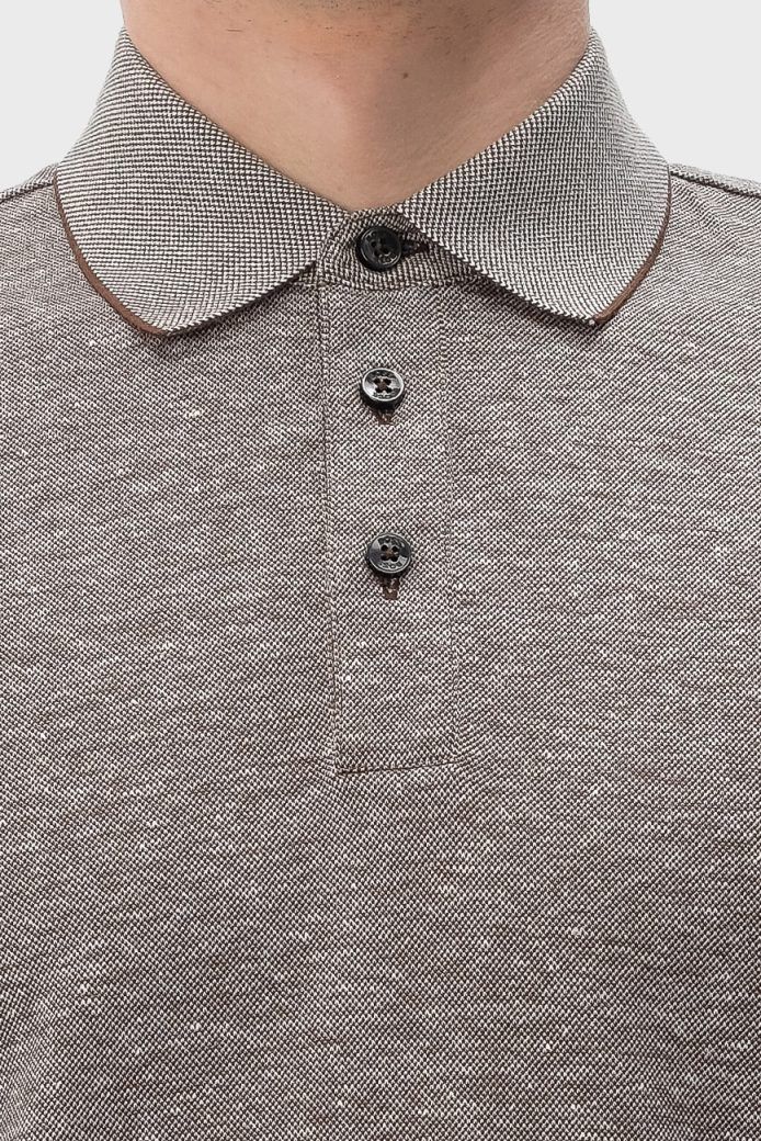 BOSS - Áo polo len dệt từ cotton và linen