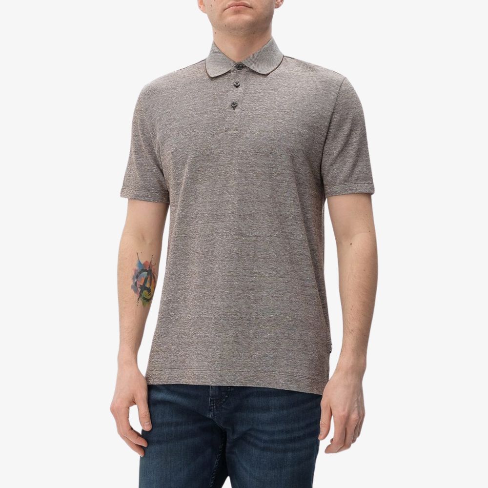 BOSS - Áo polo len dệt từ cotton và linen