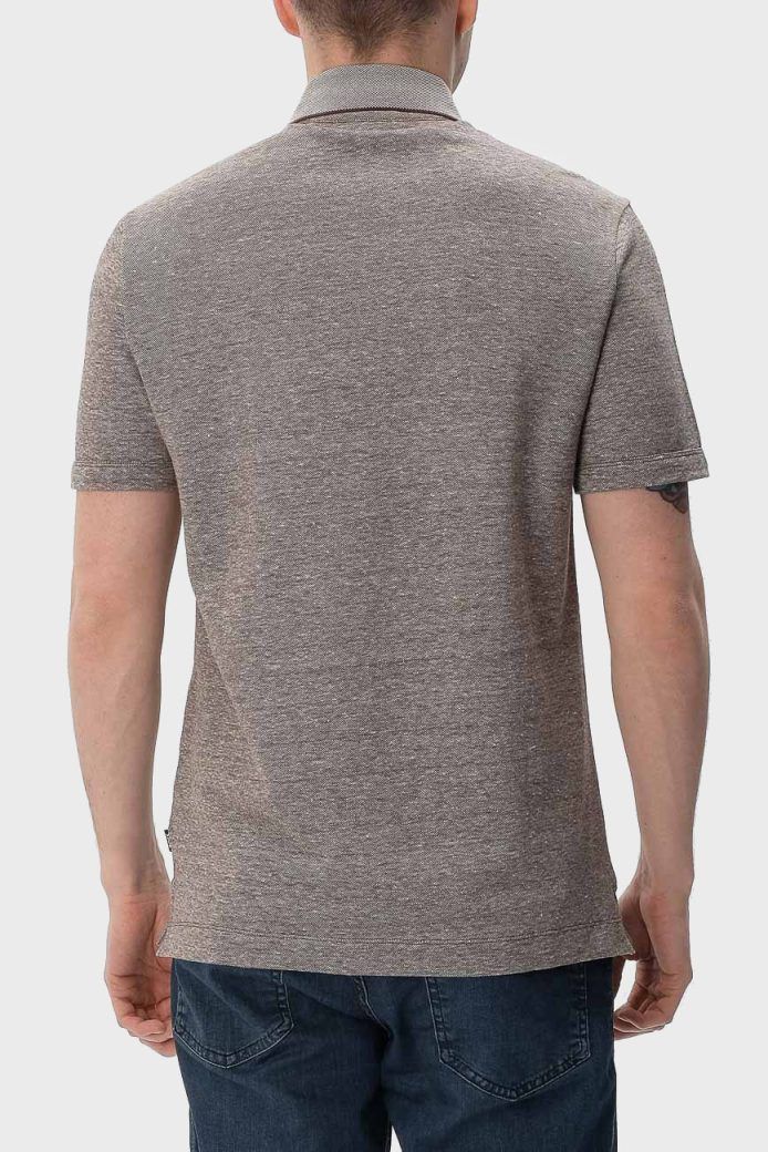 BOSS - Áo polo len dệt từ cotton và linen