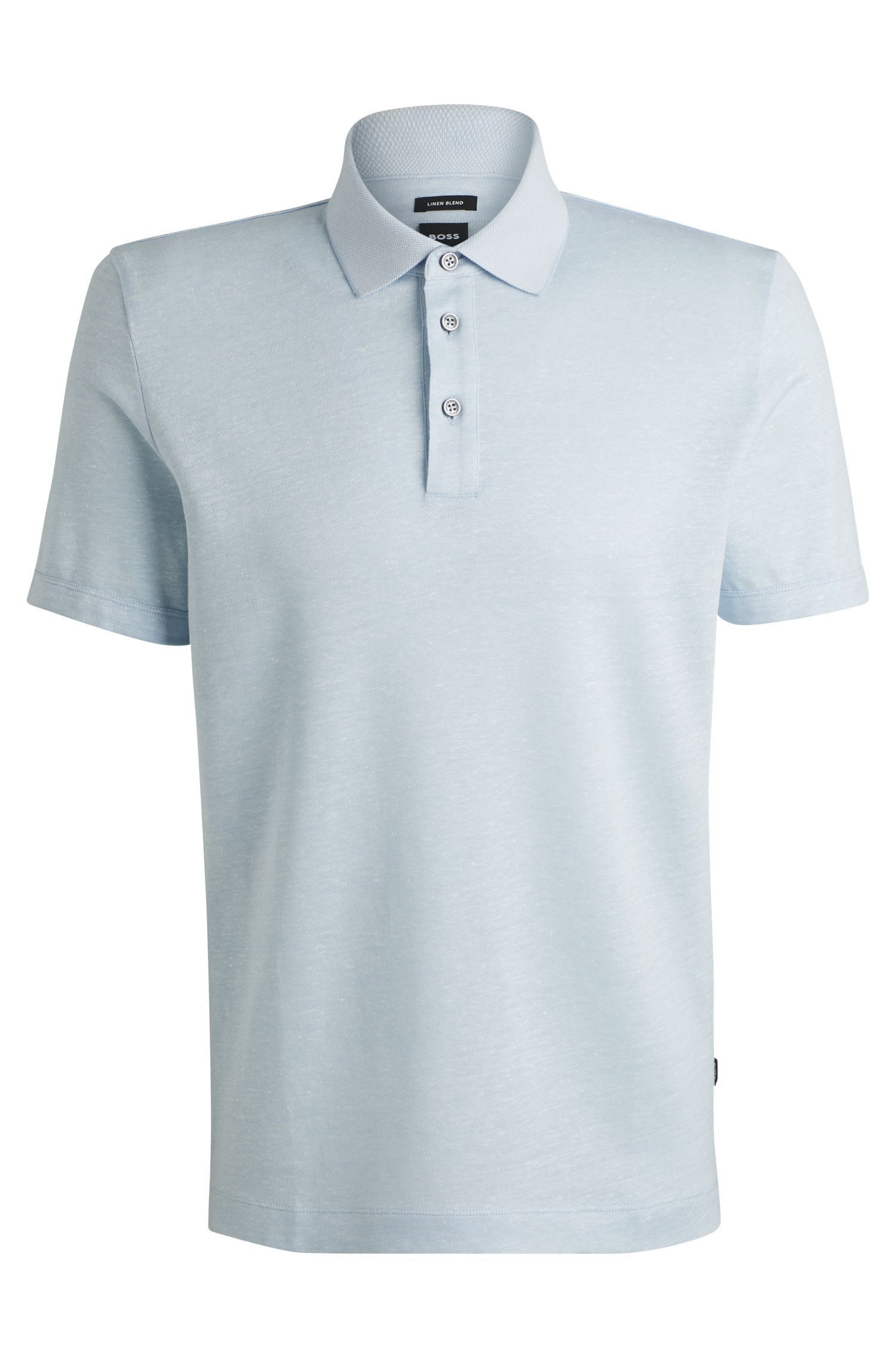BOSS - Áo polo len dệt từ cotton và linen