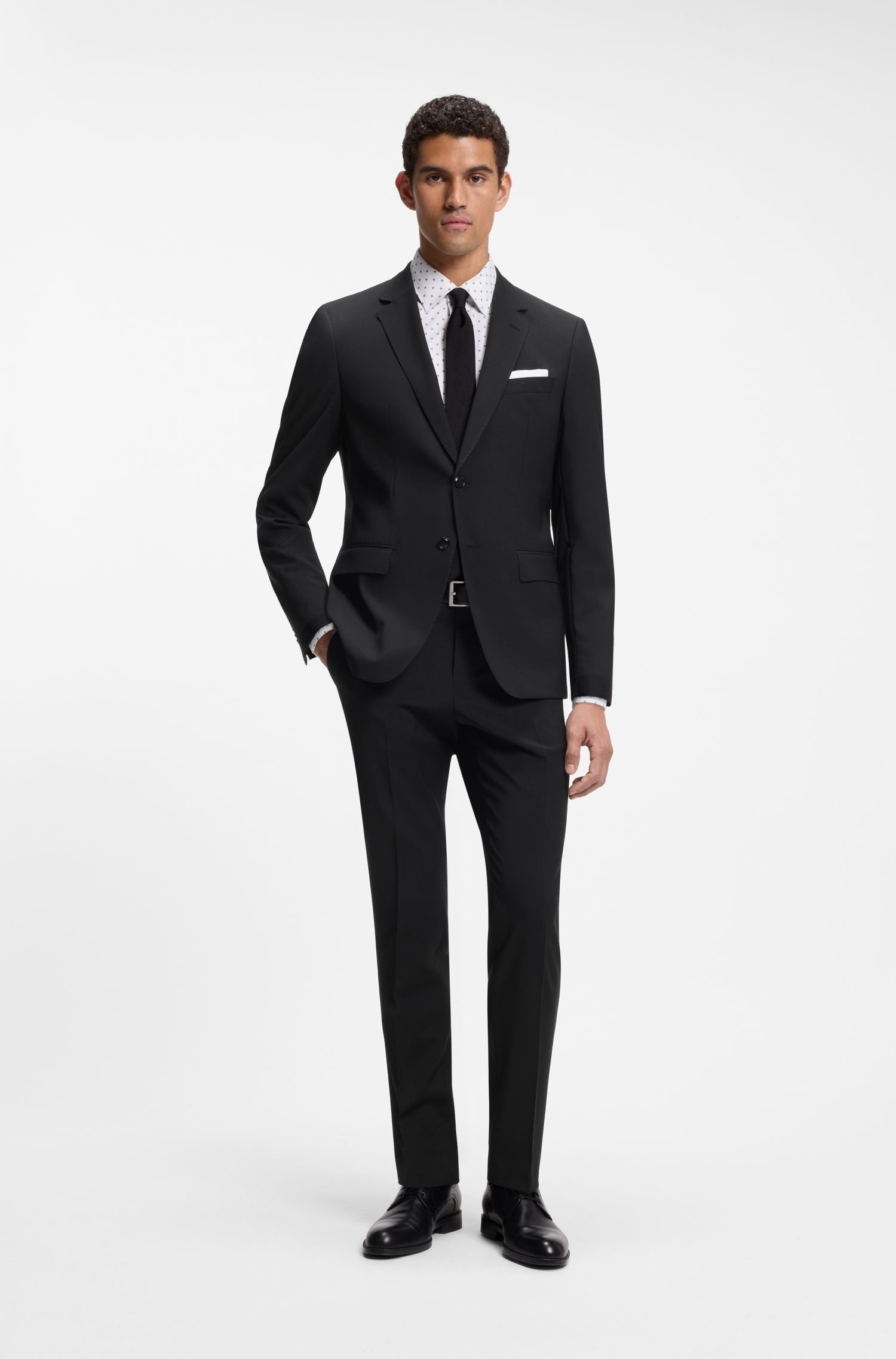 BOSS - Quần tây dáng slim-fit xếp ly