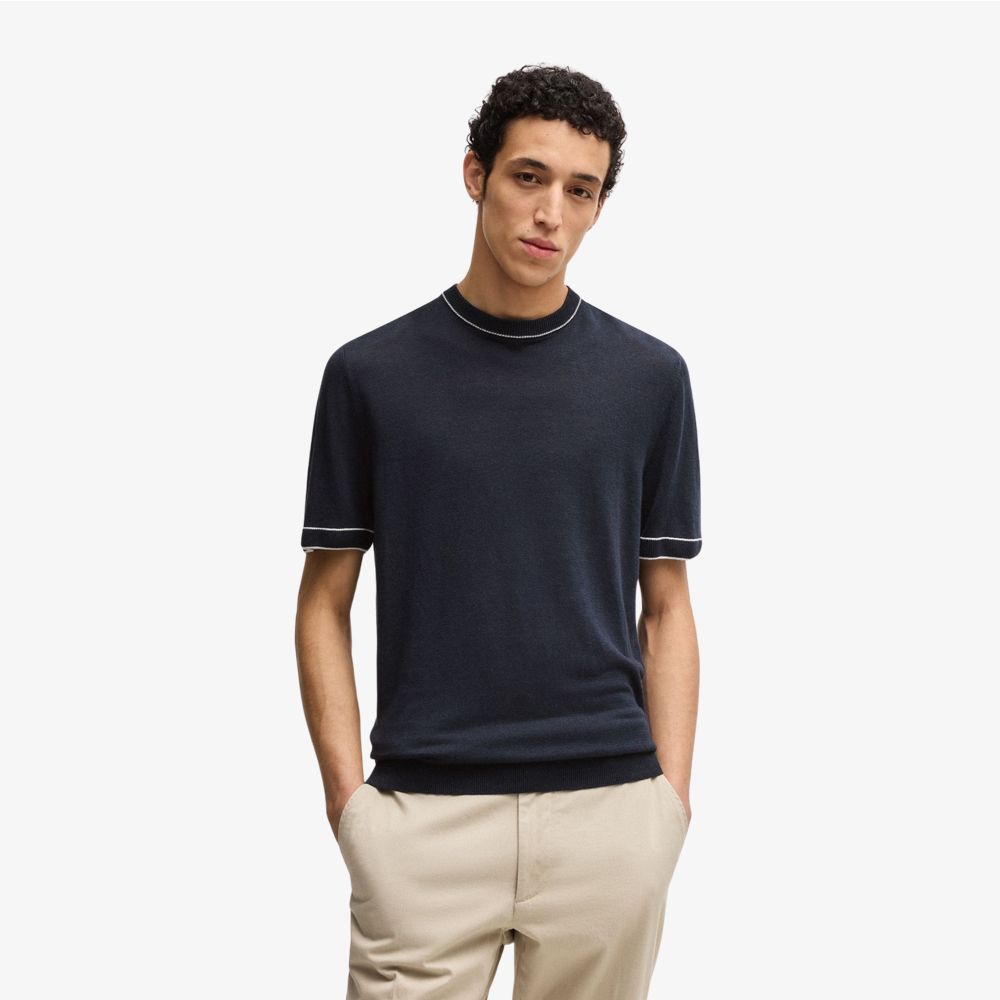BOSS - Áo sweatshirt len dệt kim pha
