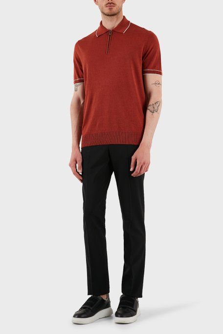 BOSS - Áo len knit vải pha linen với khoá zip